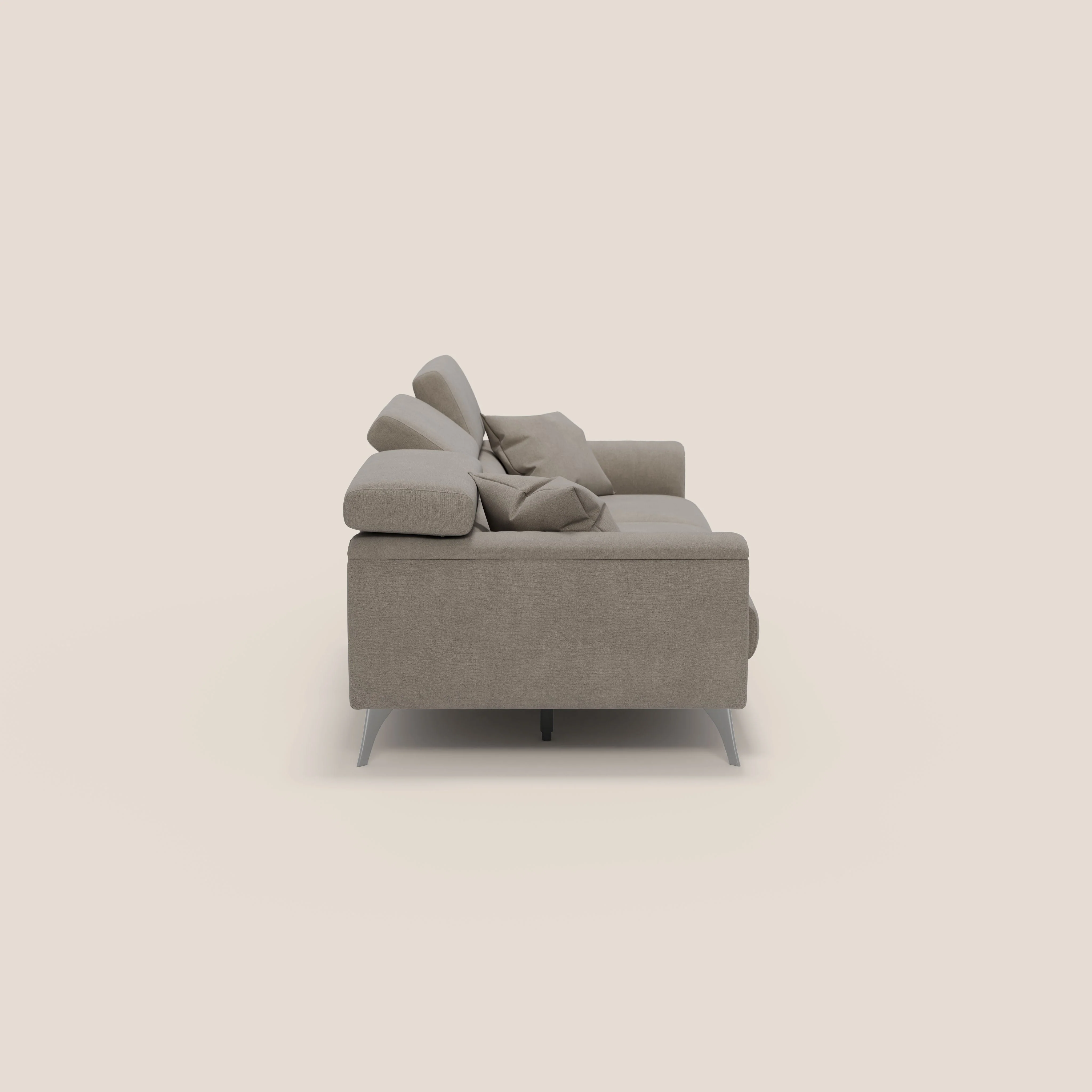 Caravaggio canapé 3 assises extensibles et têtières réglables en tissu imperméable T02 beige - Image 6