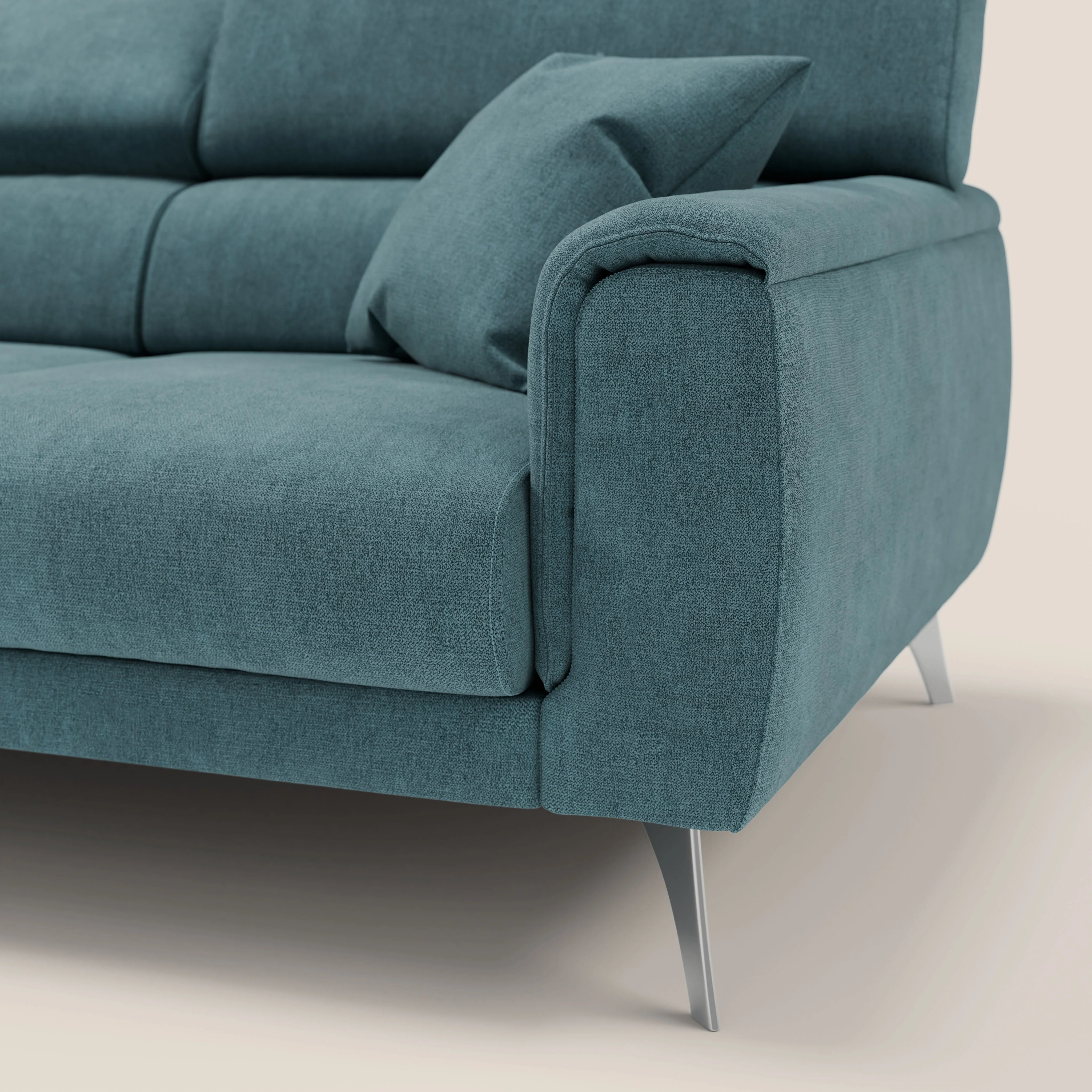 Caravaggio canapé 3 assises extensibles et têtières réglables en tissu imperméable T02 bleu canard - Image 10