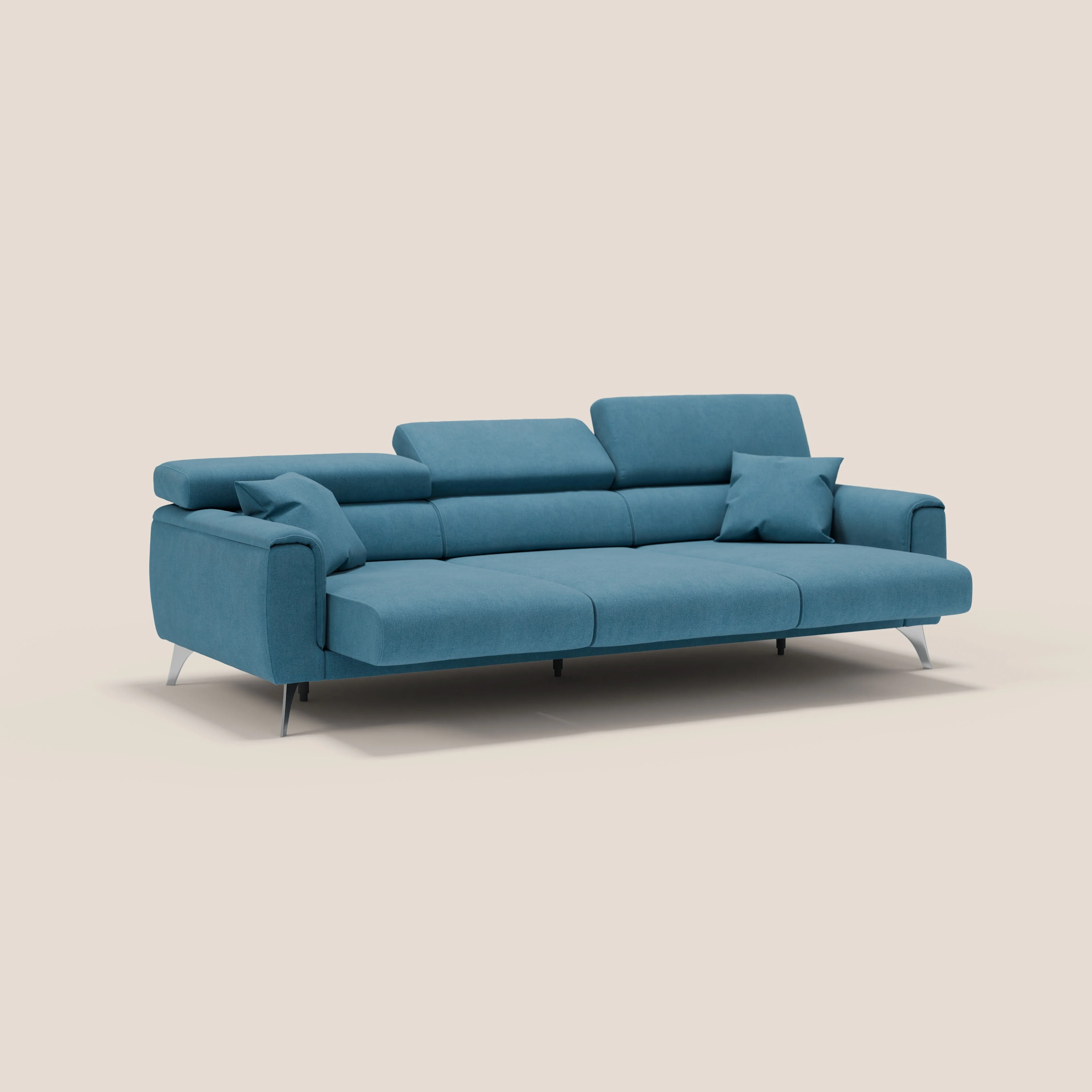 Caravaggio canapé 3 assises extensibles et têtières réglables en tissu imperméable T02 bleu clair - Image 5