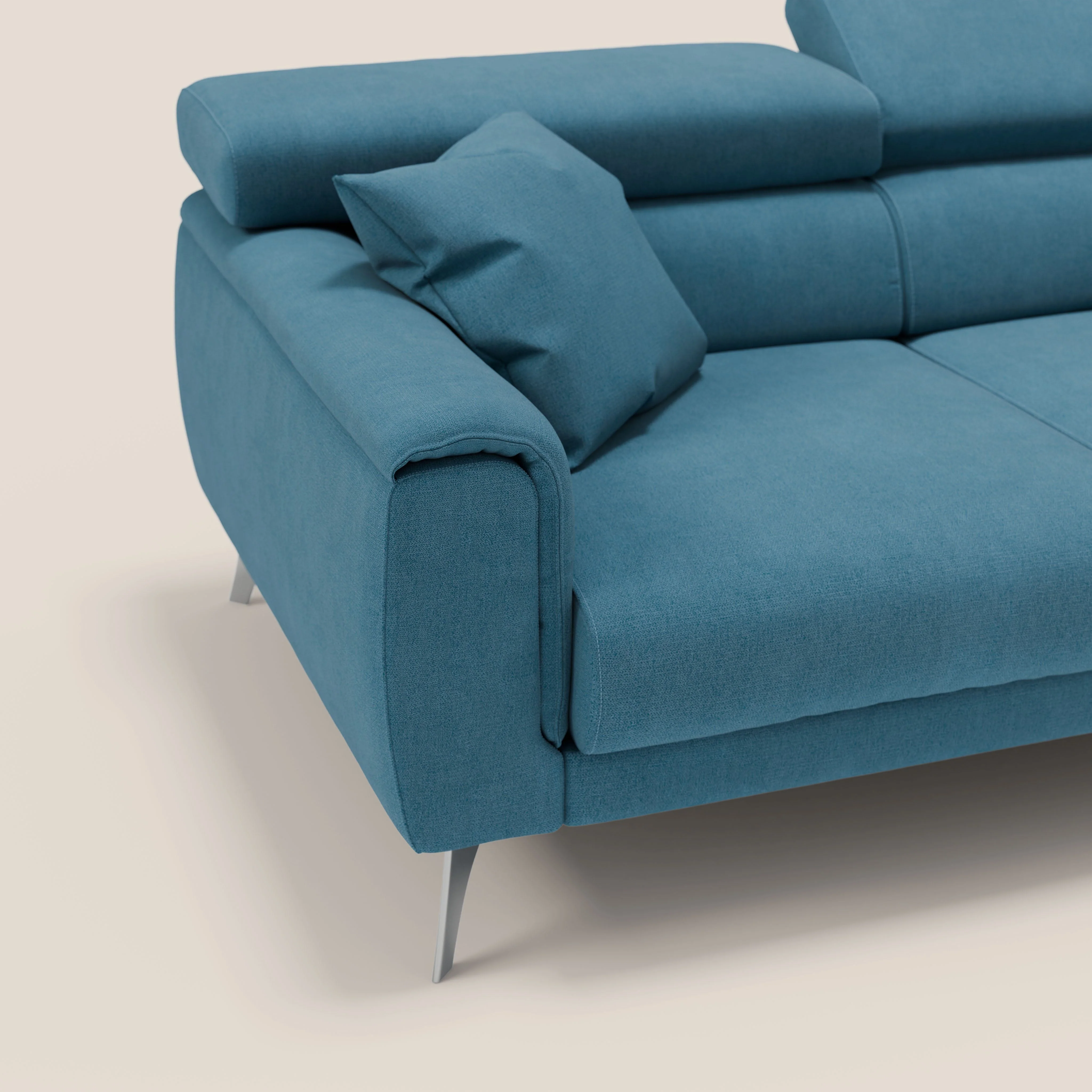 Caravaggio canapé 3 assises extensibles et têtières réglables en tissu imperméable T02 bleu clair - Image 8
