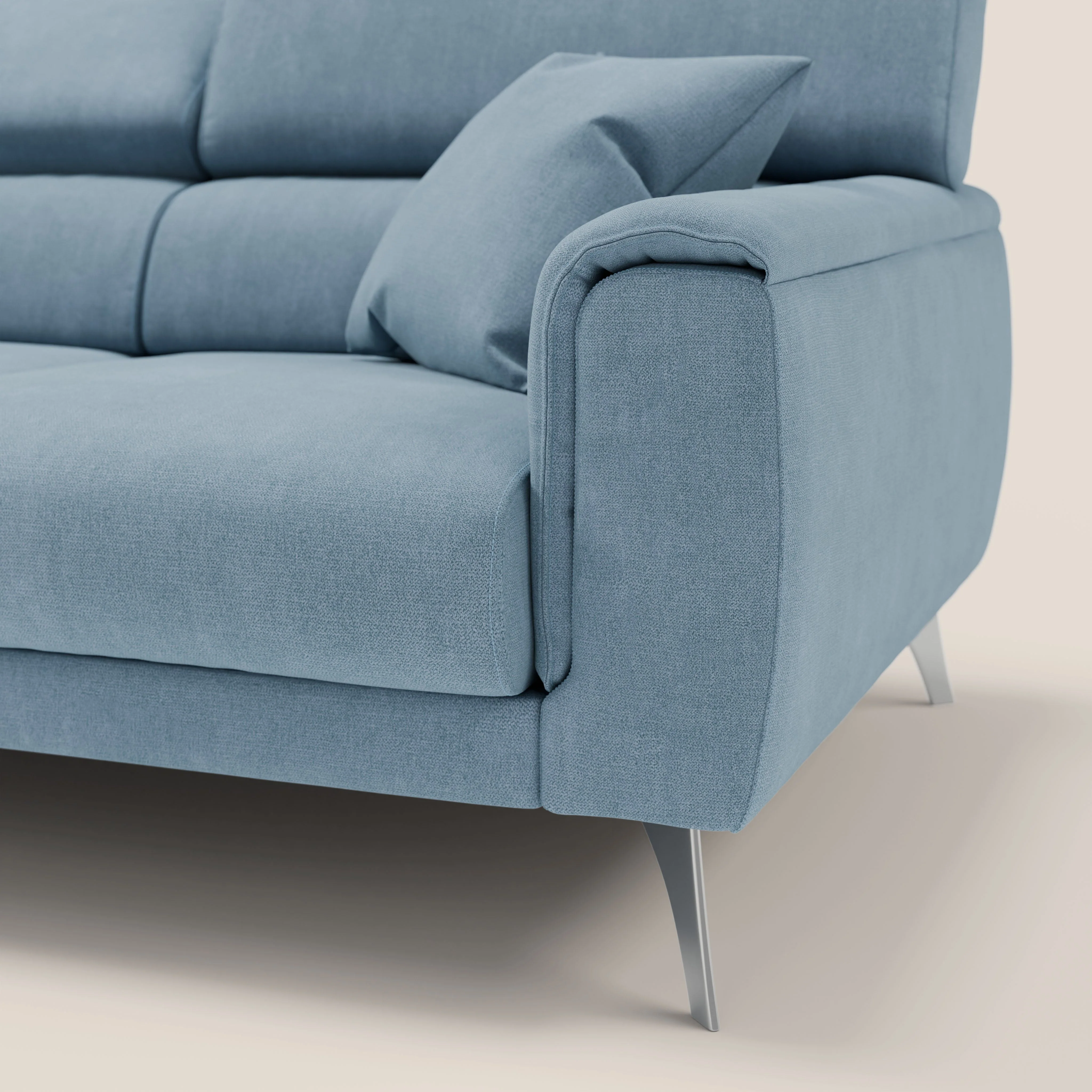 Caravaggio canapé 3 assises extensibles et têtières réglables en tissu imperméable T02 bleu gris - Image 9