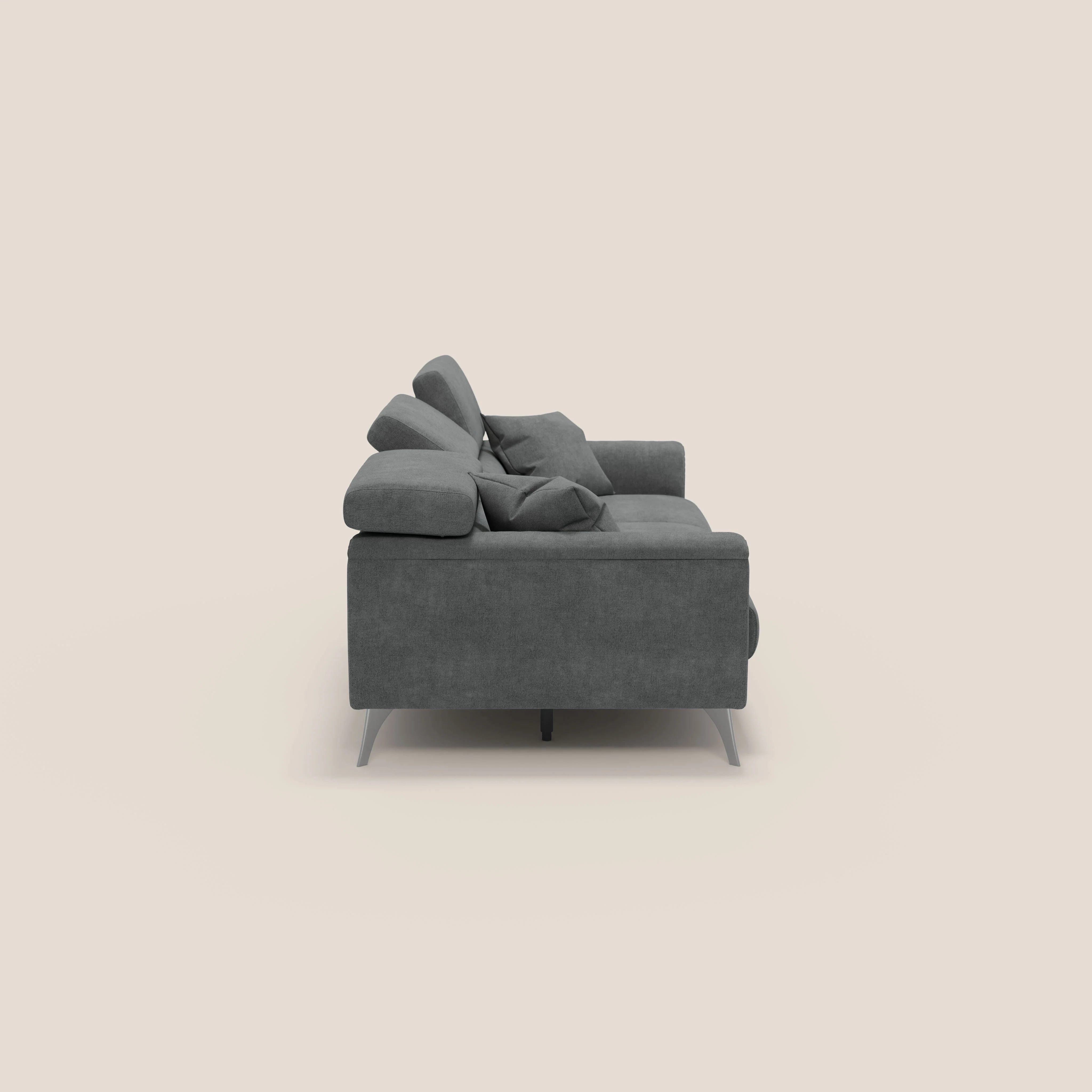 Caravaggio canapé 3 assises extensibles et têtières réglables en tissu imperméable T02 gris - Image 6