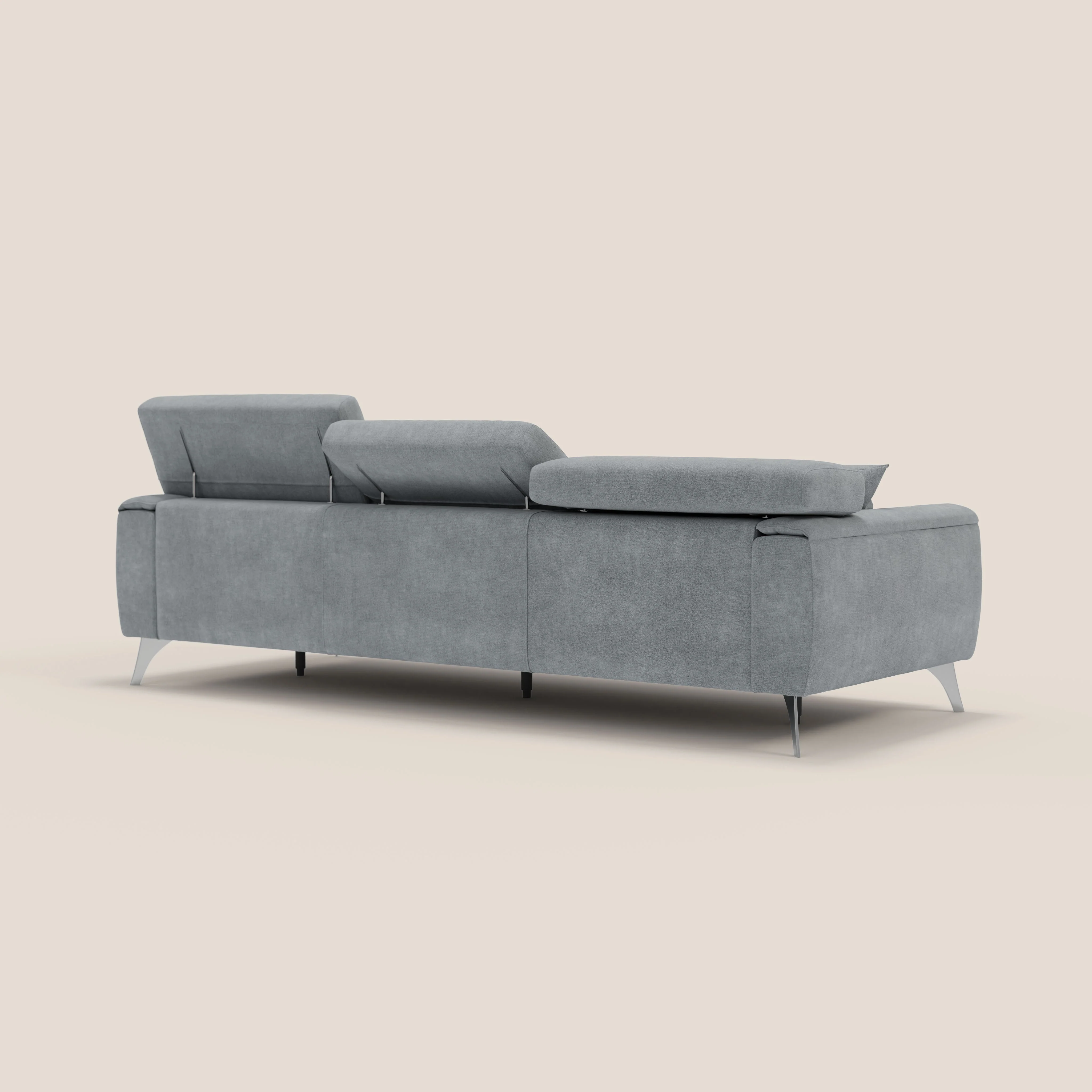 Caravaggio canapé 3 assises extensibles et têtières réglables en tissu imperméable T02 gris clair - Image 7