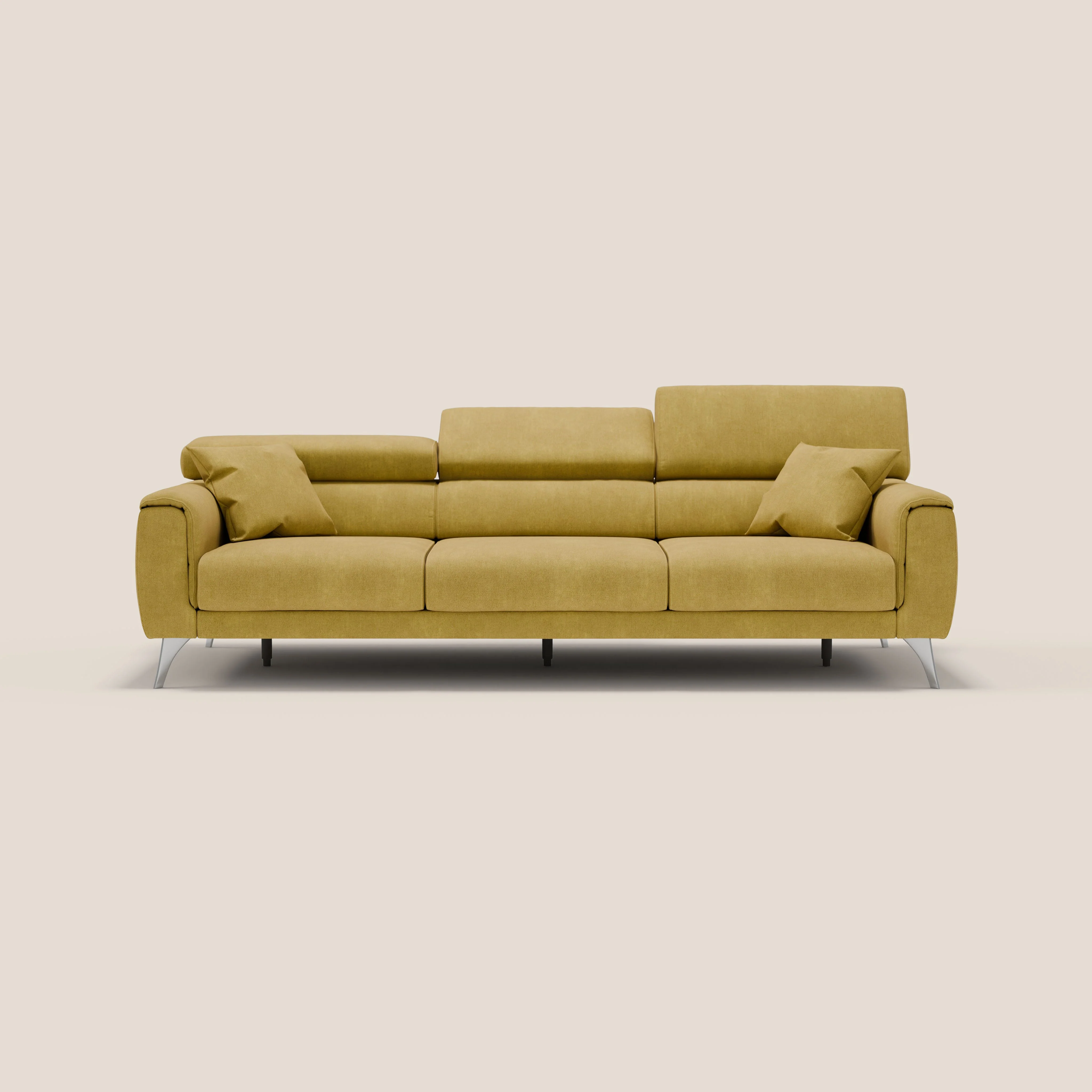 Caravaggio canapé 3 assises extensibles et têtières réglables en tissu imperméable T02 jaune