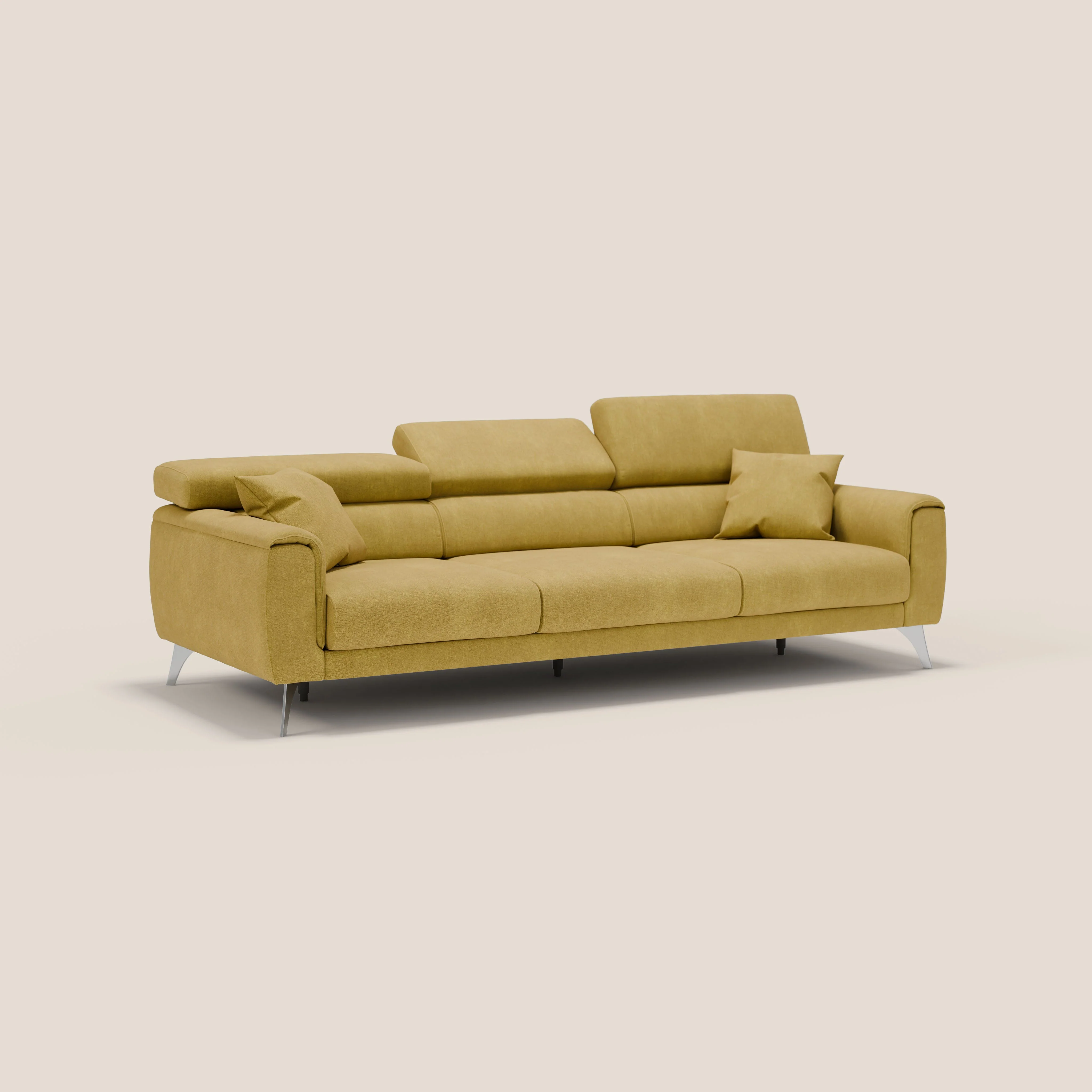 Caravaggio canapé 3 assises extensibles et têtières réglables en tissu imperméable T02 jaune - Image 3