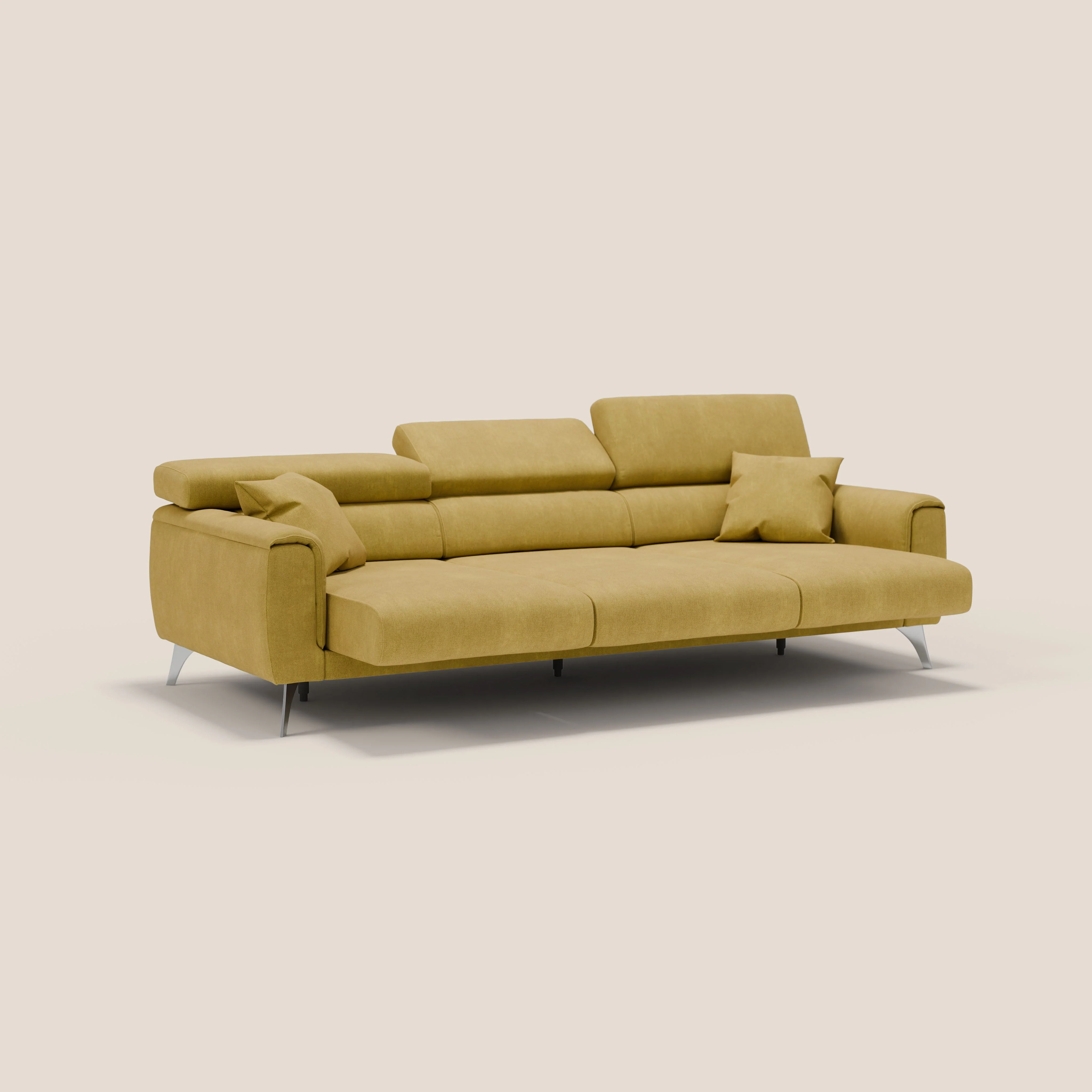 Caravaggio canapé 3 assises extensibles et têtières réglables en tissu imperméable T02 jaune - Image 5