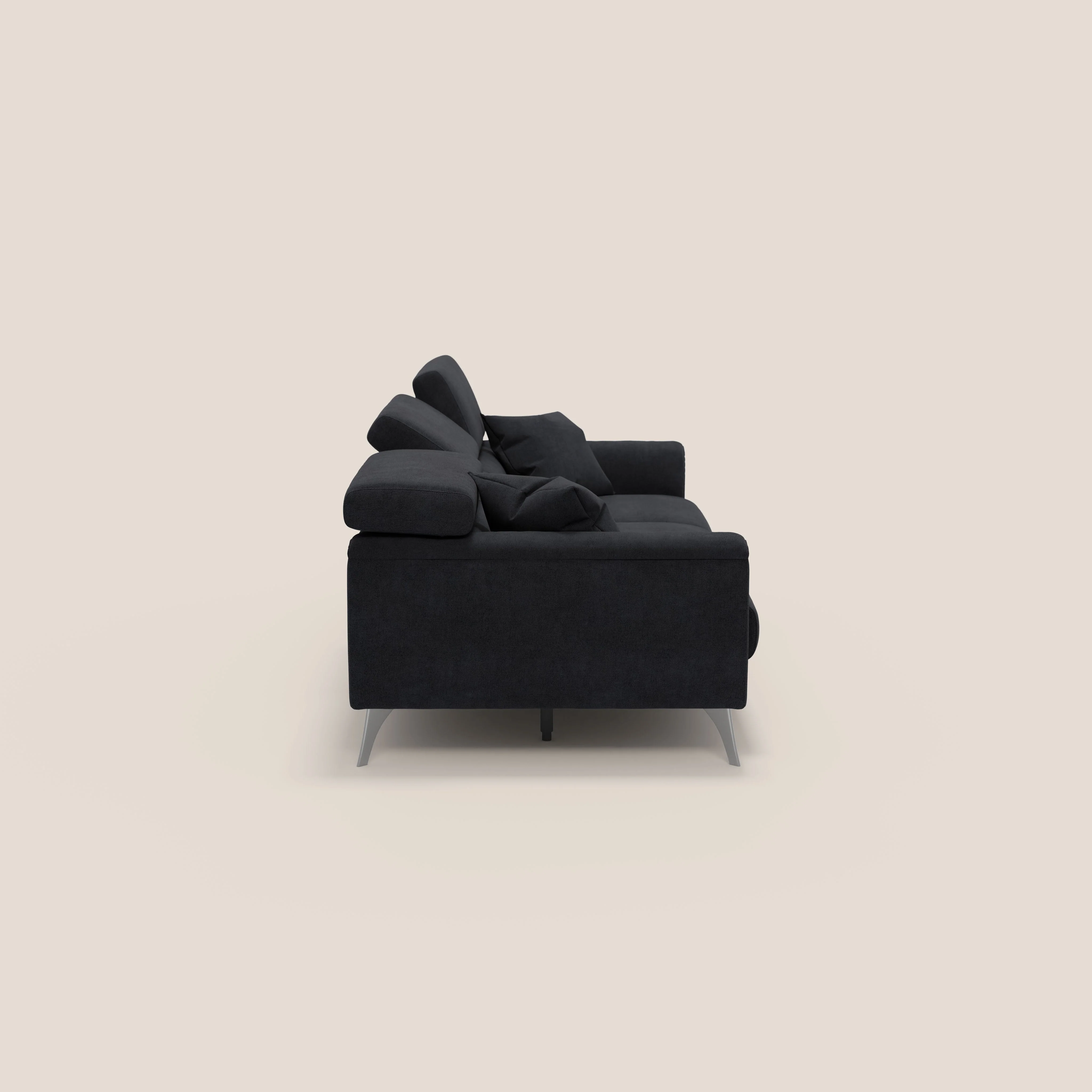 Caravaggio canapé 3 assises extensibles et têtières réglables en tissu imperméable T02 noir - Image 6