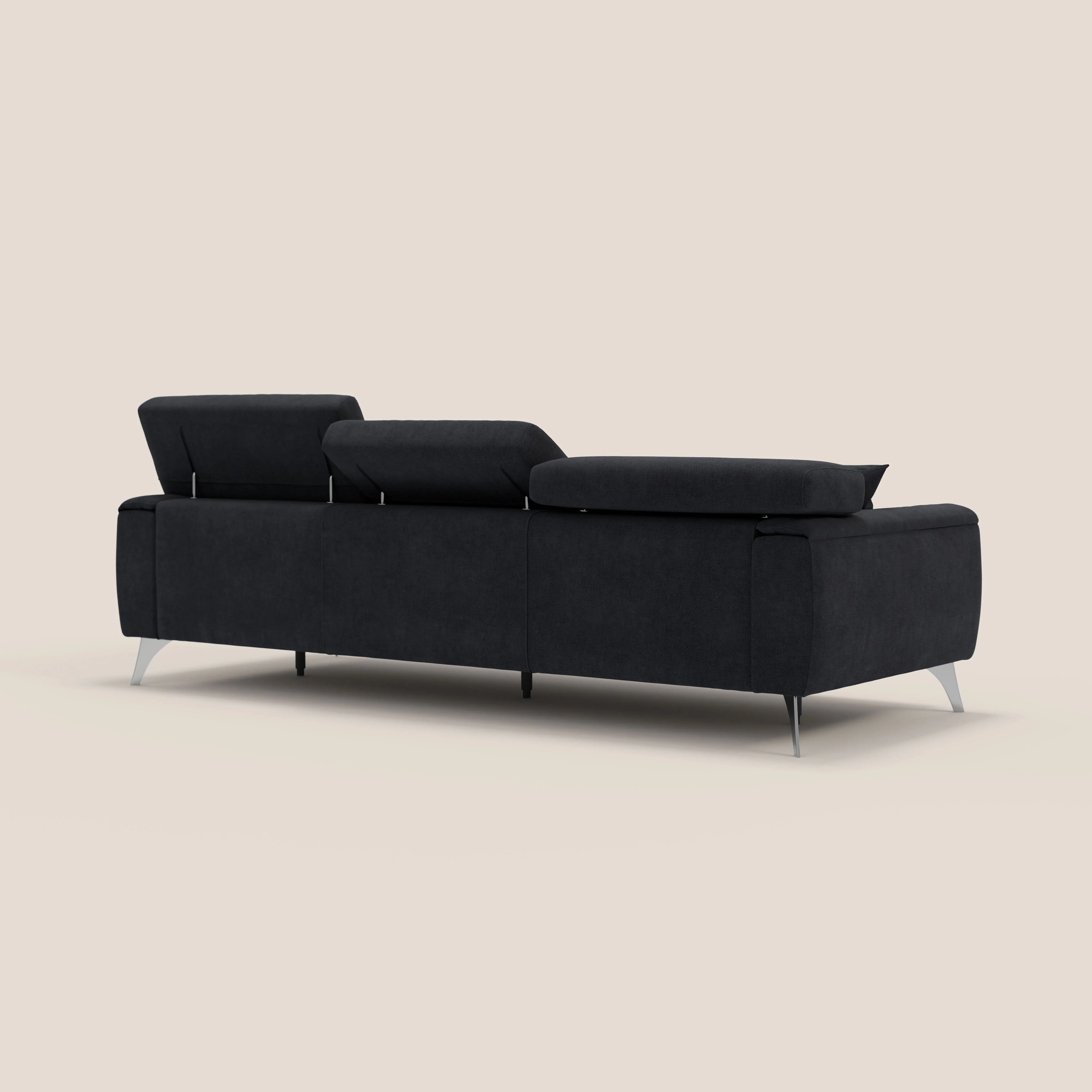 Caravaggio canapé 3 assises extensibles et têtières réglables en tissu imperméable T02 noir - Image 7