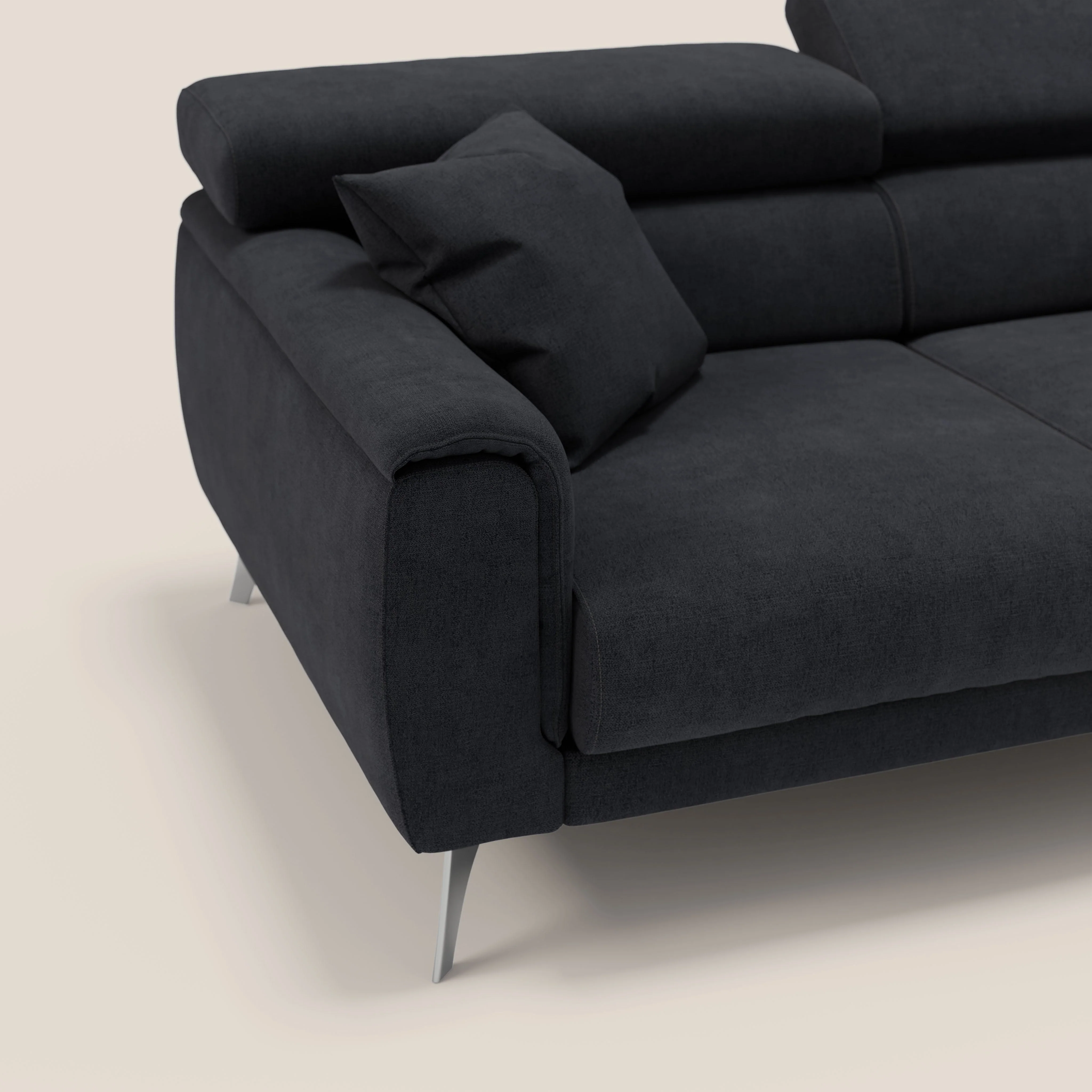 Caravaggio canapé 3 assises extensibles et têtières réglables en tissu imperméable T02 noir - Image 8