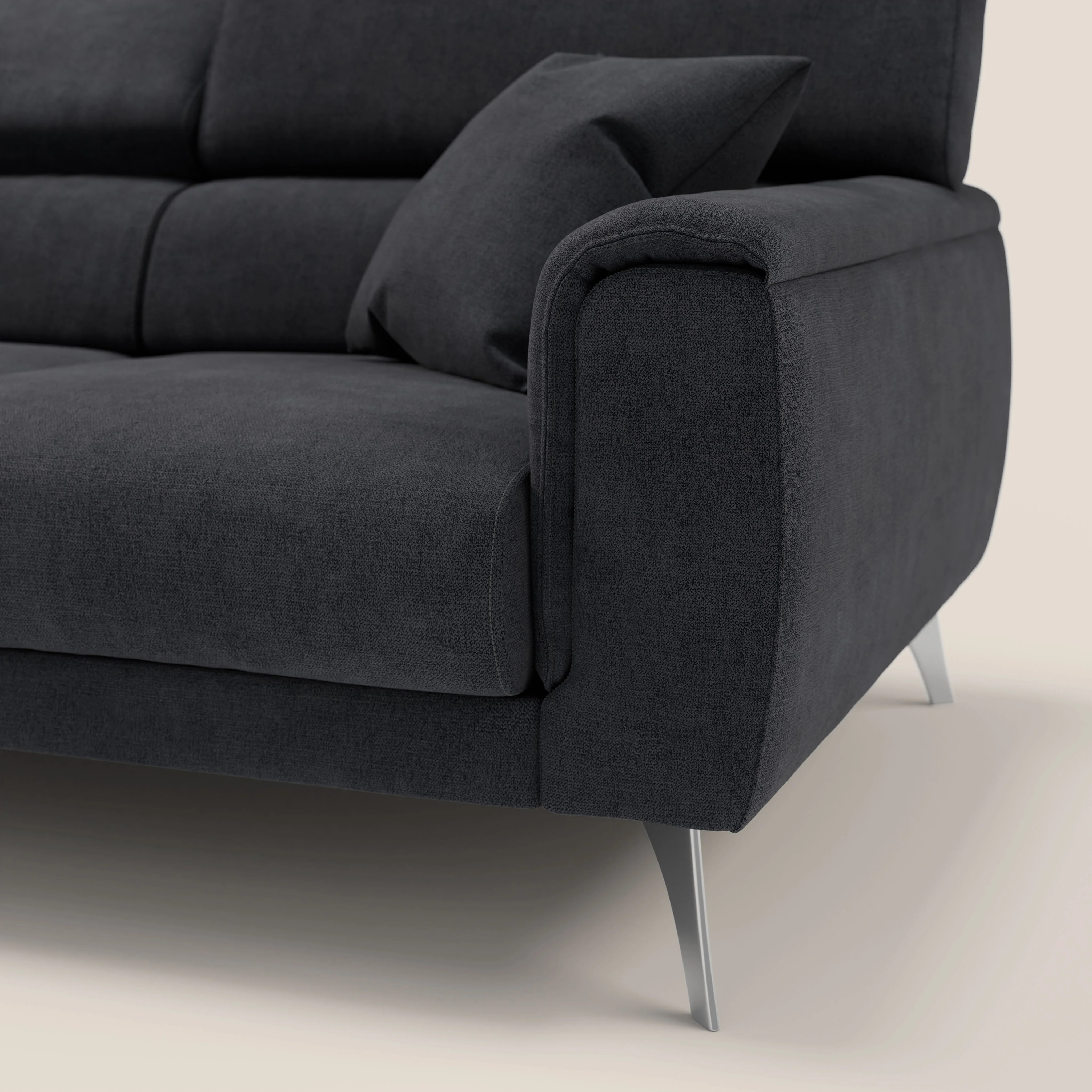 Caravaggio canapé 3 assises extensibles et têtières réglables en tissu imperméable T02 noir - Image 9