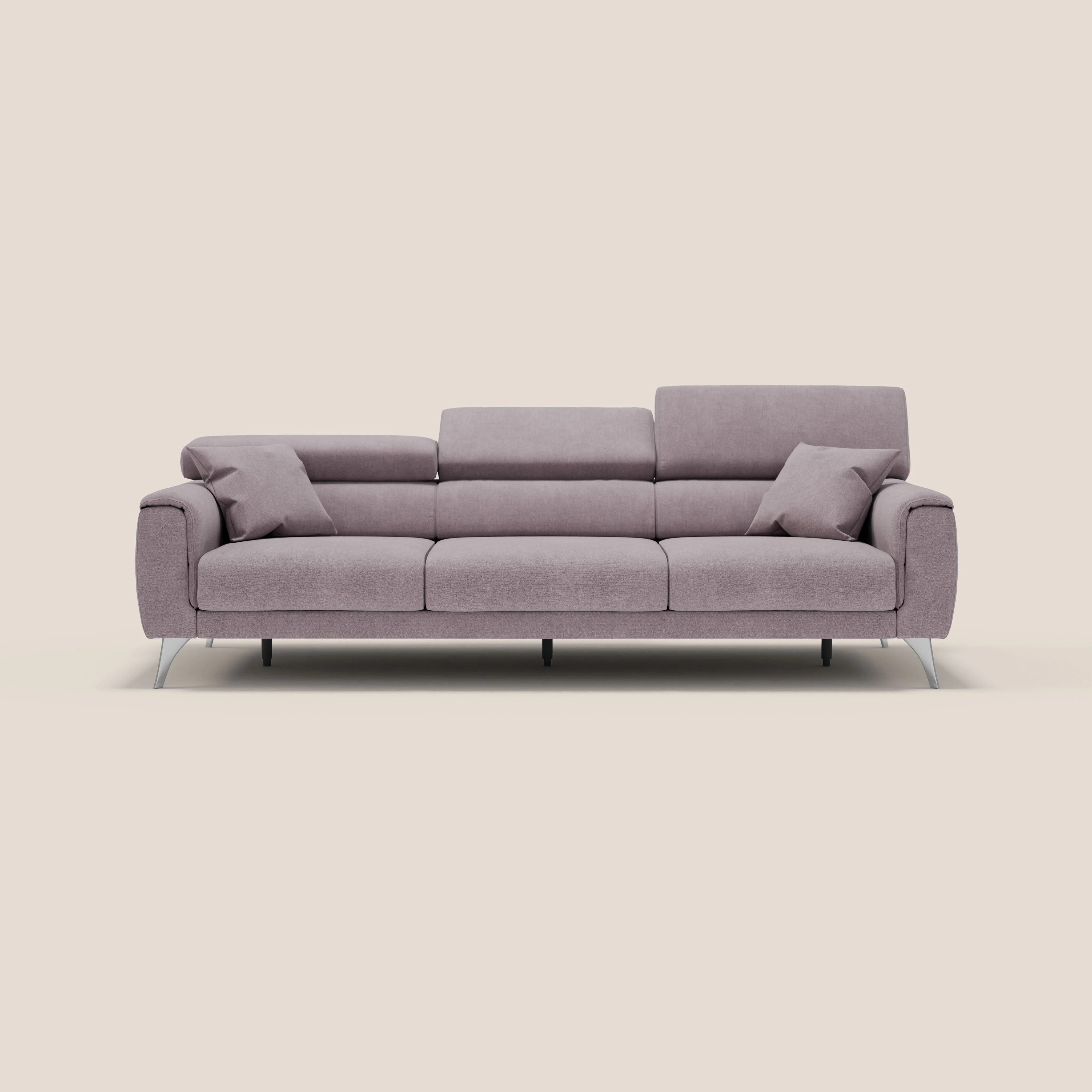 Caravaggio canapé 3 assises extensibles et têtières réglables en tissu imperméable T02 rose