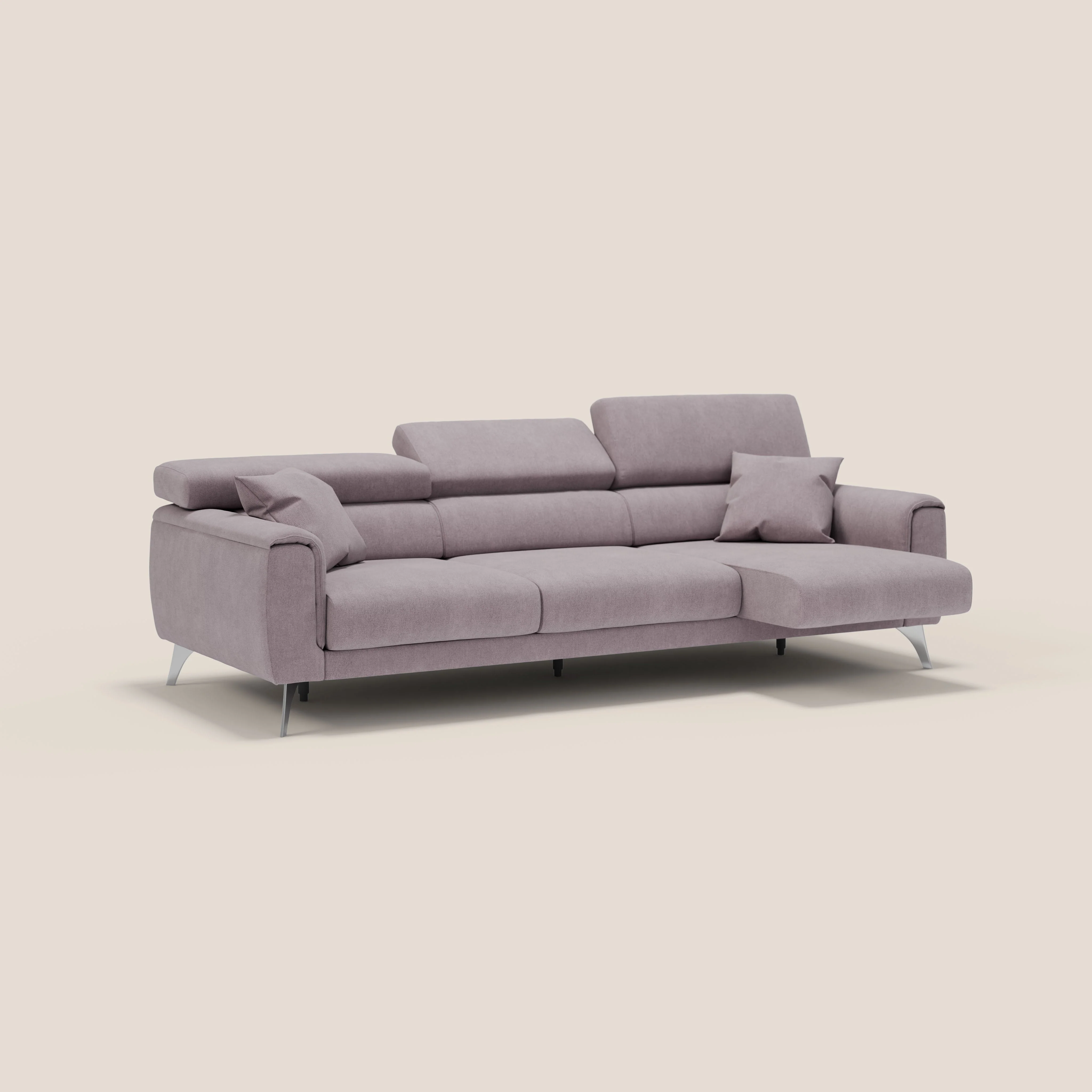 Caravaggio canapé 3 assises extensibles et têtières réglables en tissu imperméable T02 rose - Image 2