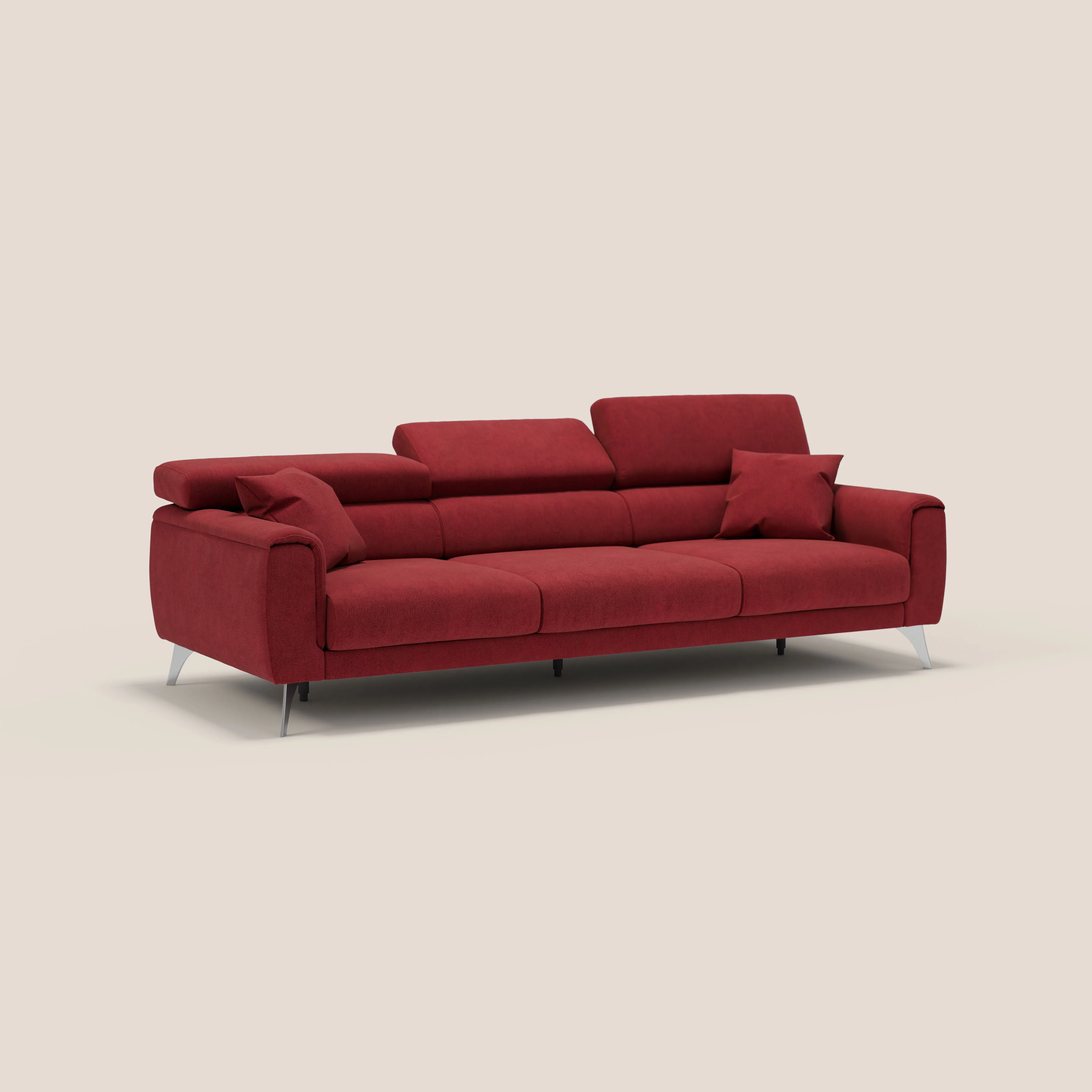 Caravaggio canapé 3 assises extensibles et têtières réglables en tissu imperméable T02 rouge - Image 3