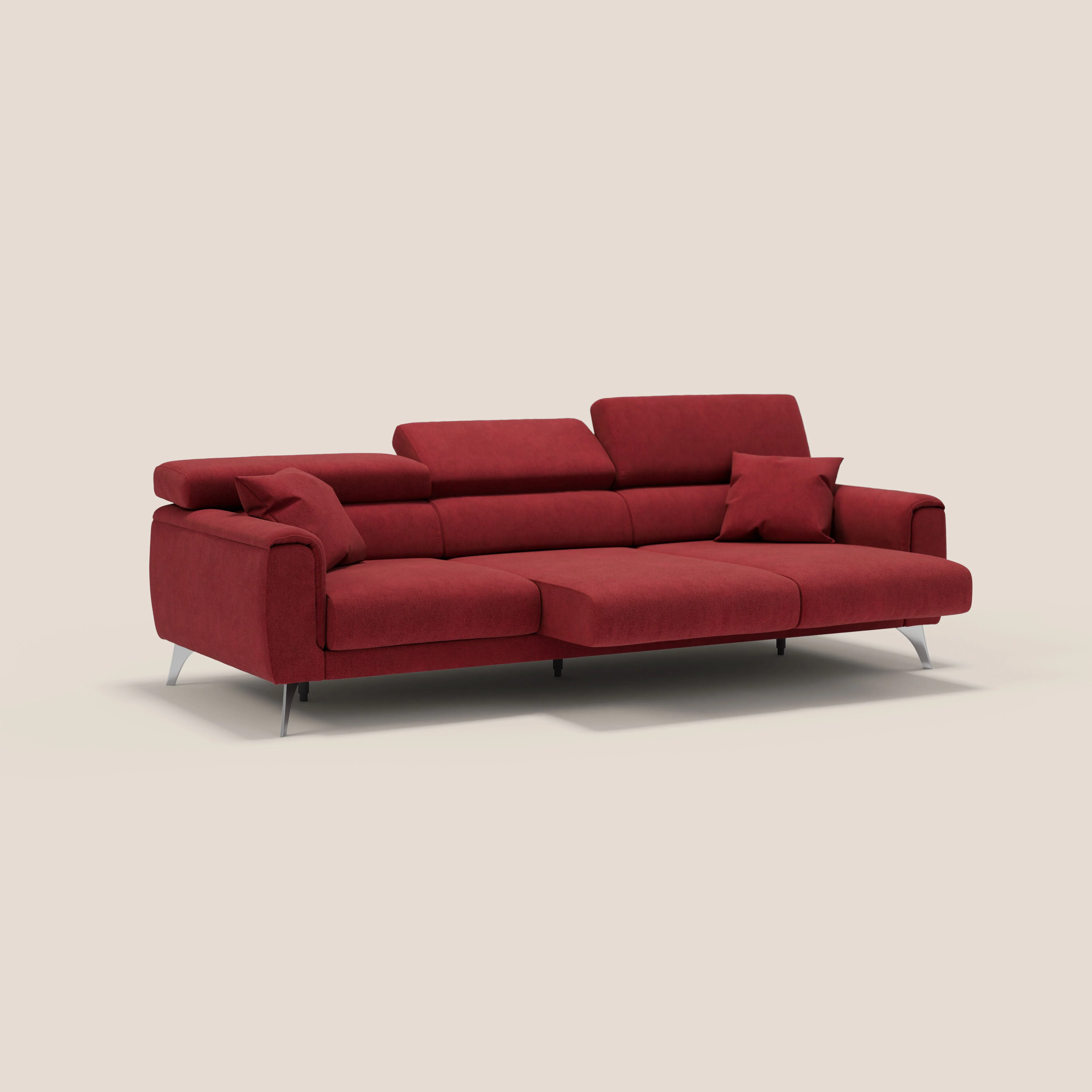 Caravaggio canapé 3 assises extensibles et têtières réglables en tissu imperméable T02 rouge - Image 4