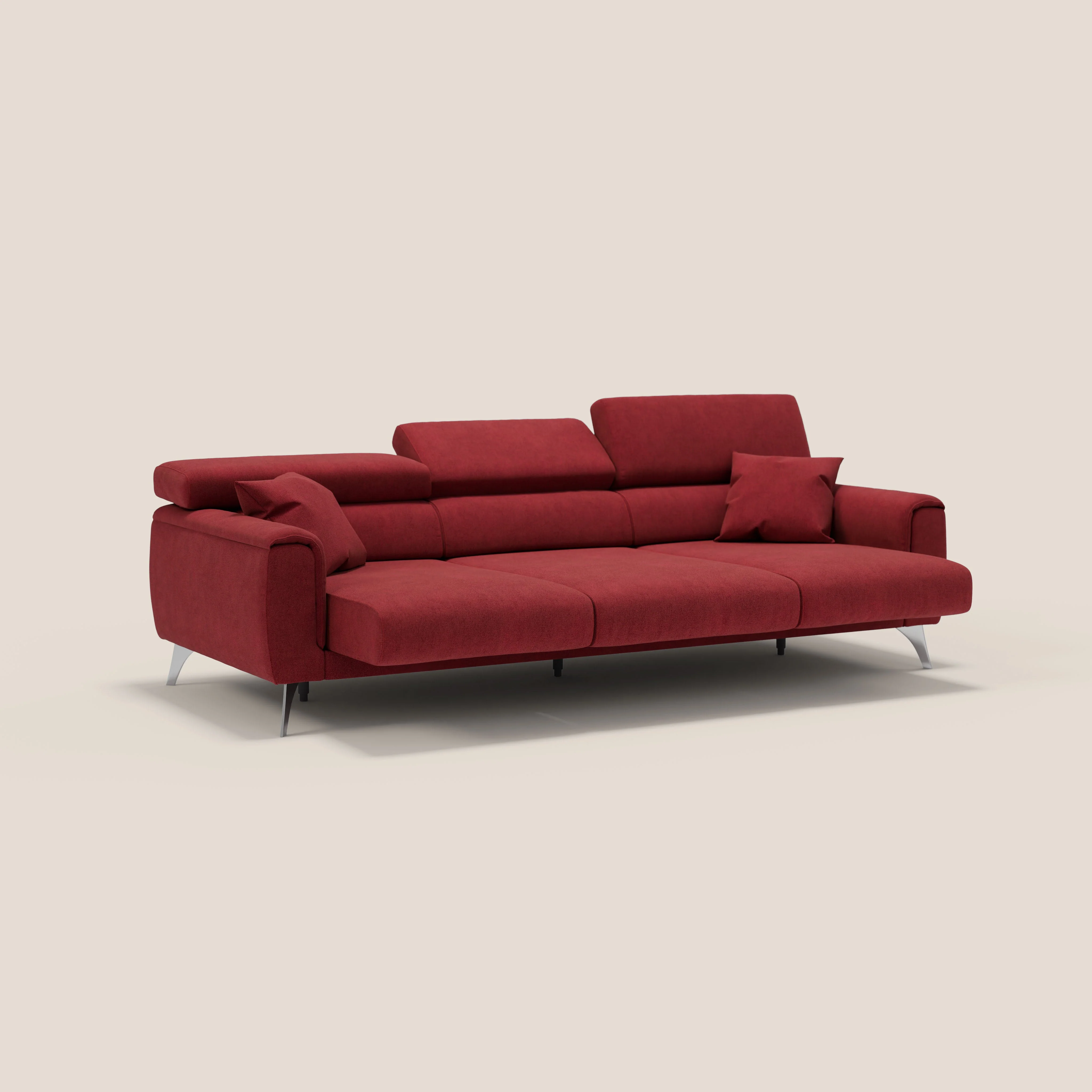 Caravaggio canapé 3 assises extensibles et têtières réglables en tissu imperméable T02 rouge - Image 5