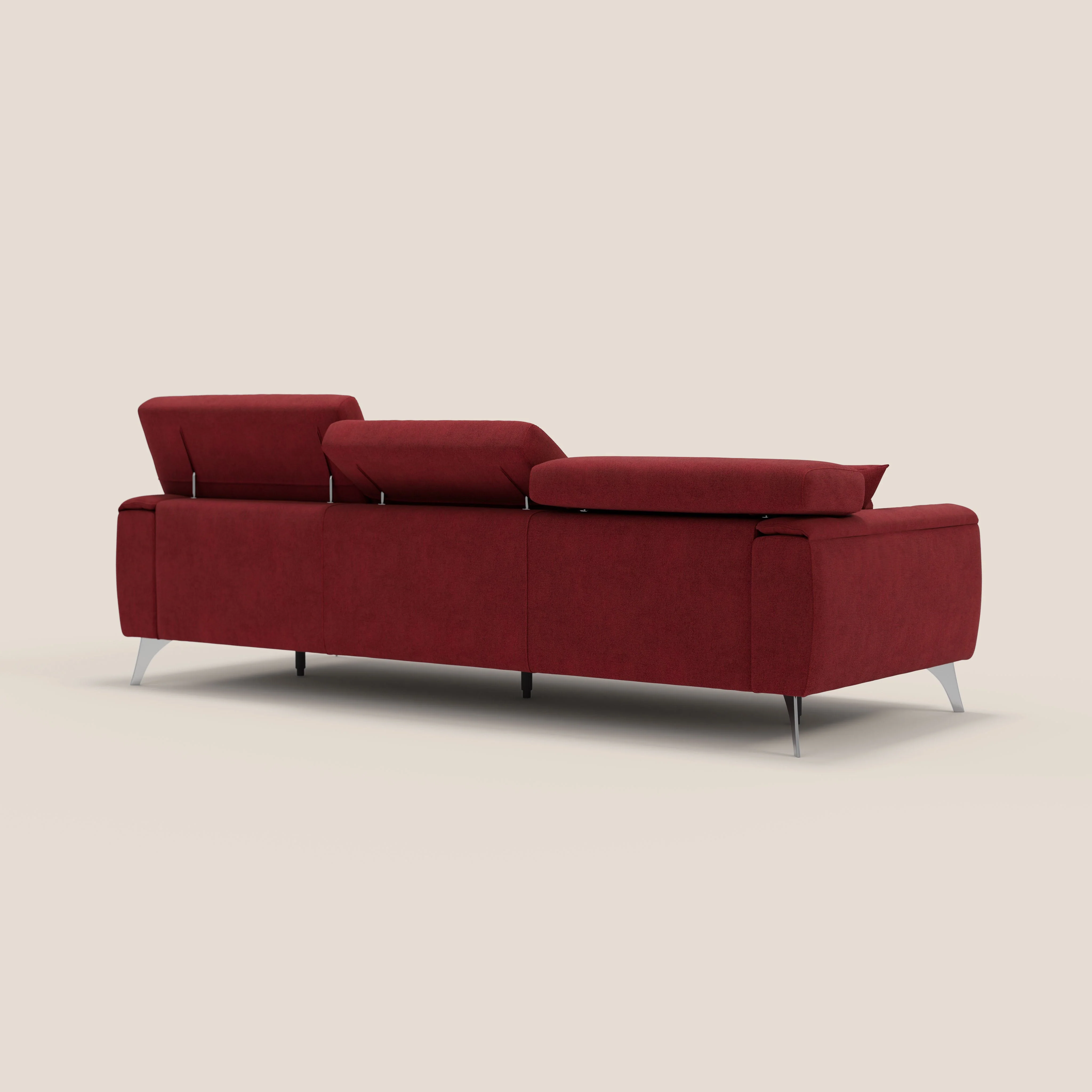 Caravaggio canapé 3 assises extensibles et têtières réglables en tissu imperméable T02 rouge - Image 7