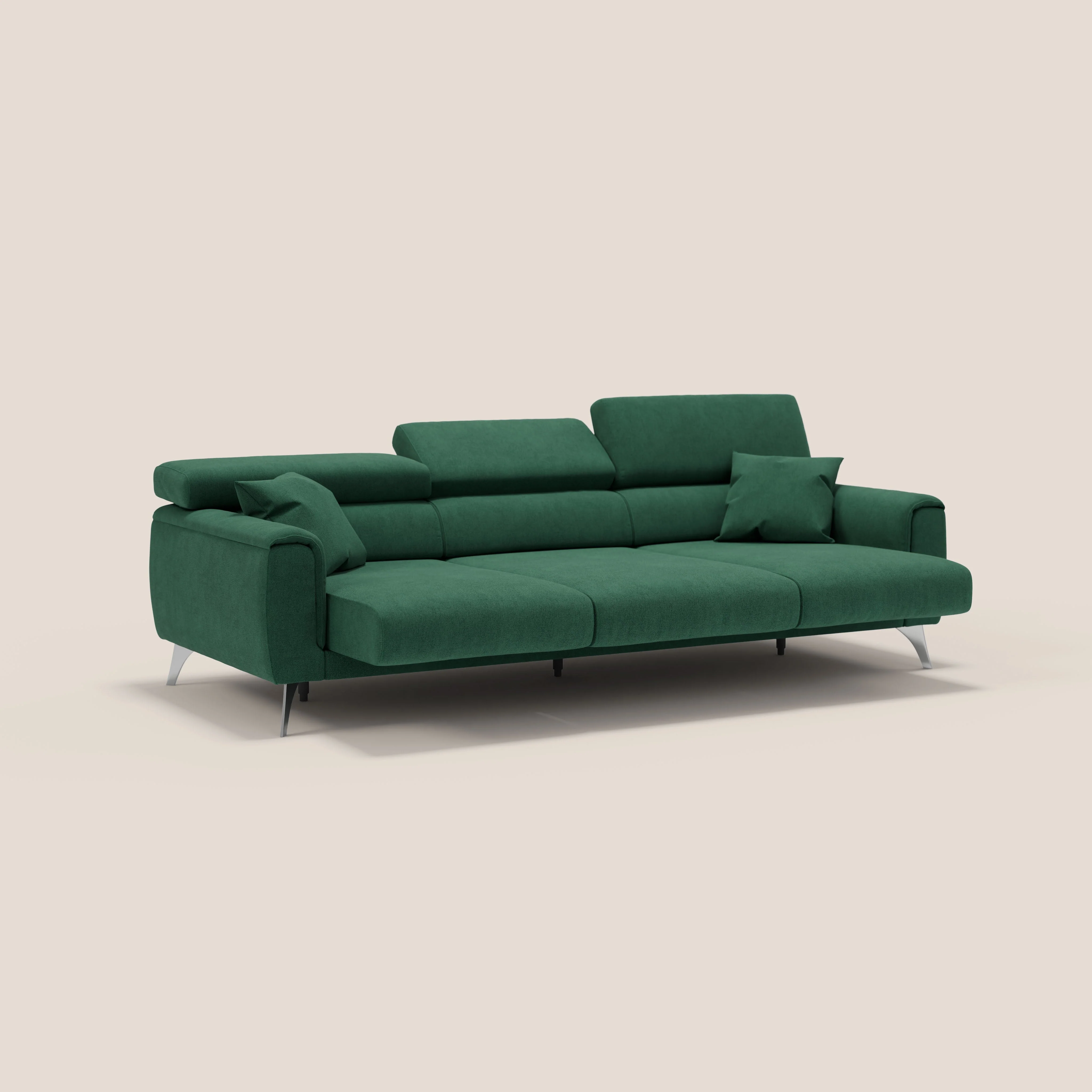 Caravaggio canapé 3 assises extensibles et têtières réglables en tissu imperméable T02 vert - Image 5