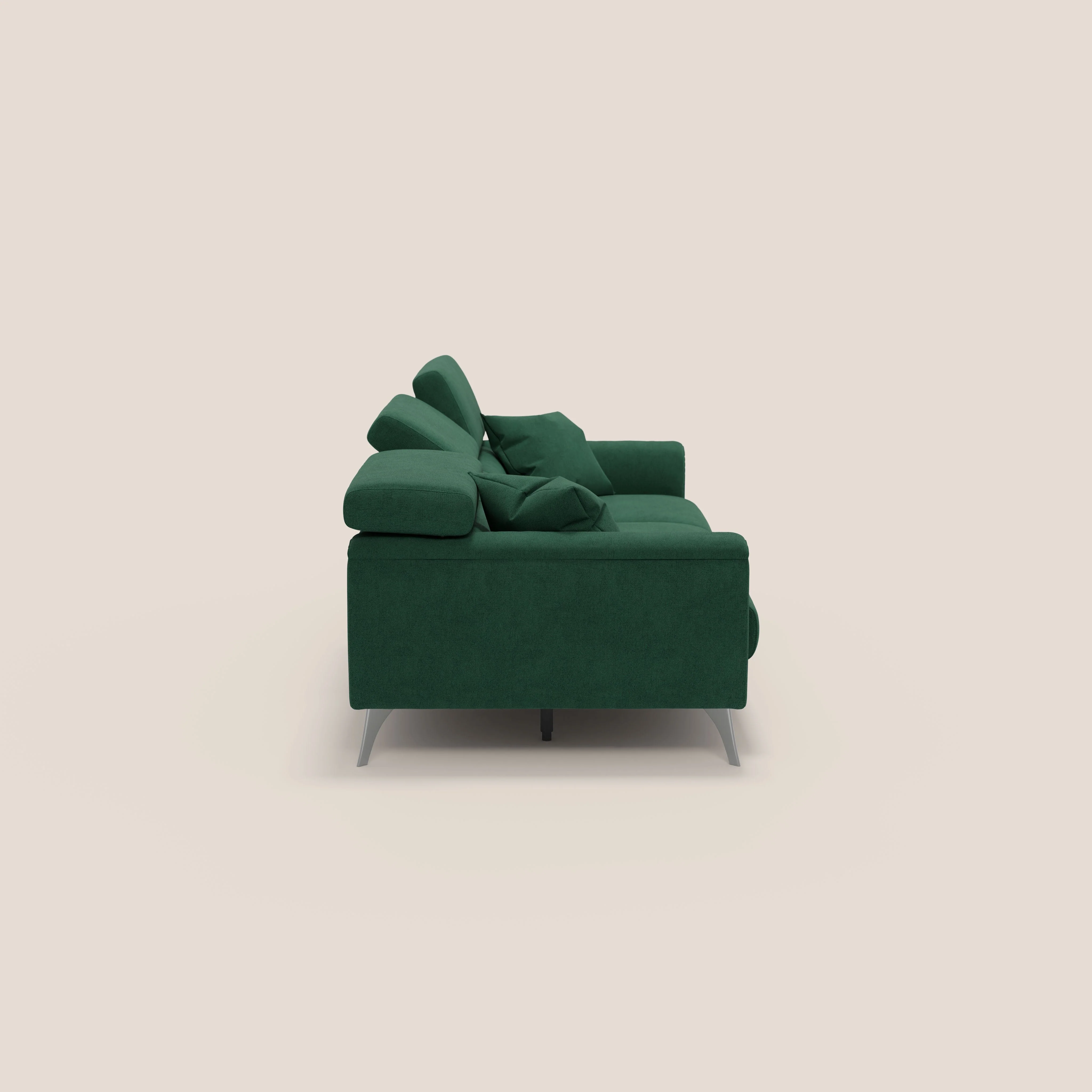 Caravaggio canapé 3 assises extensibles et têtières réglables en tissu imperméable T02 vert - Image 6
