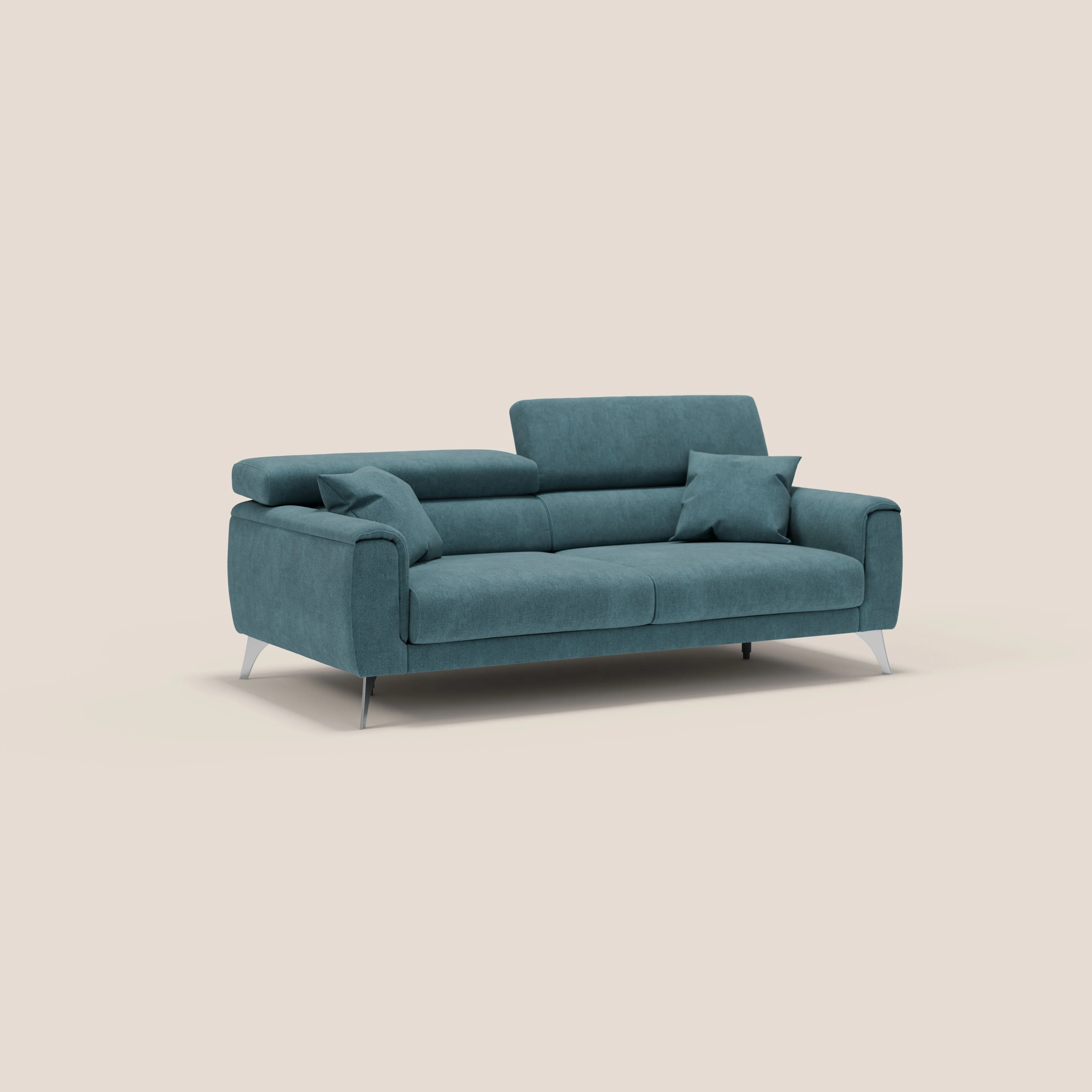 Caravaggio Canapé avec assises extensibles et têtières réglables en tissu imperméable T02 bleu canard - Image 3