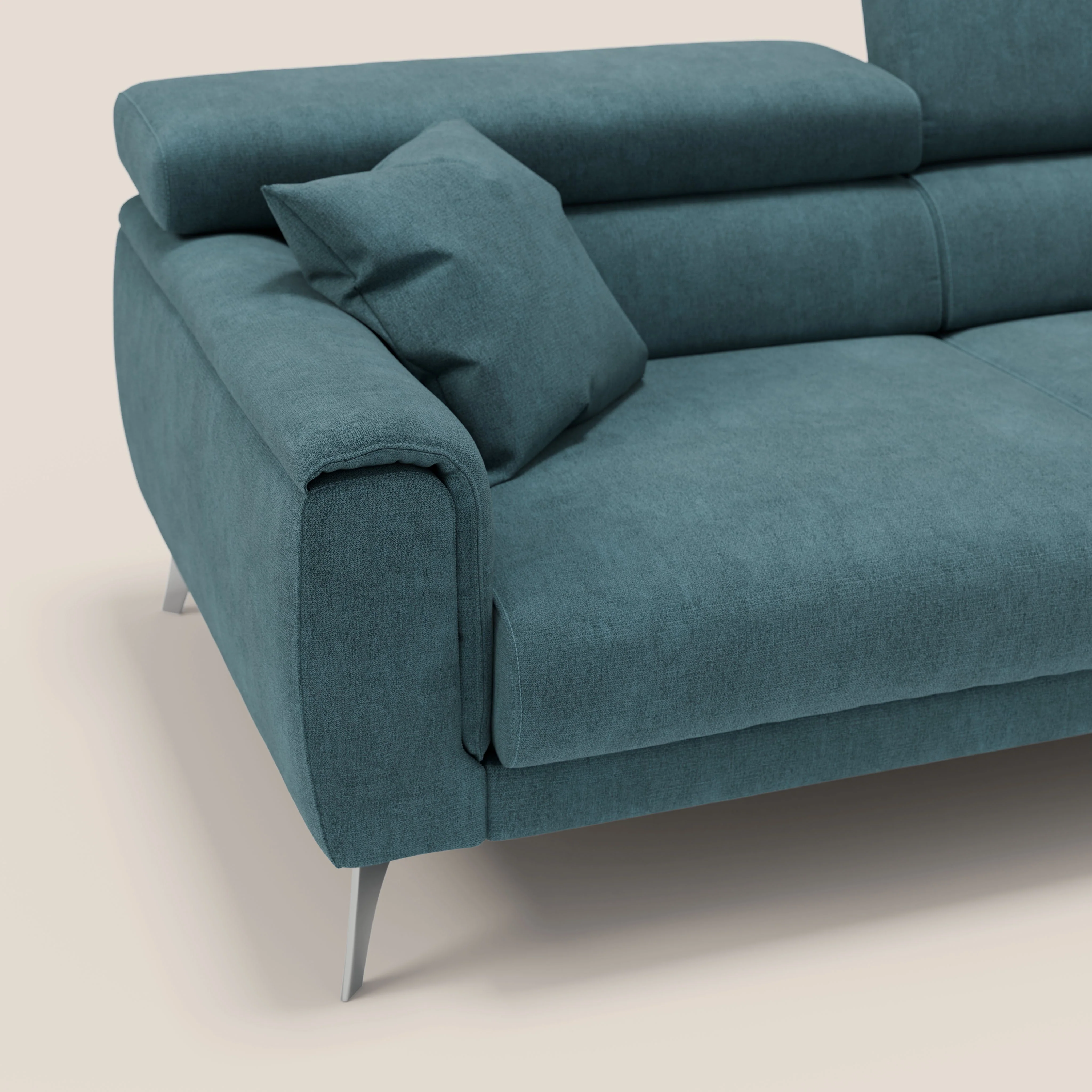 Caravaggio Canapé avec assises extensibles et têtières réglables en tissu imperméable T02 bleu canard - Image 7
