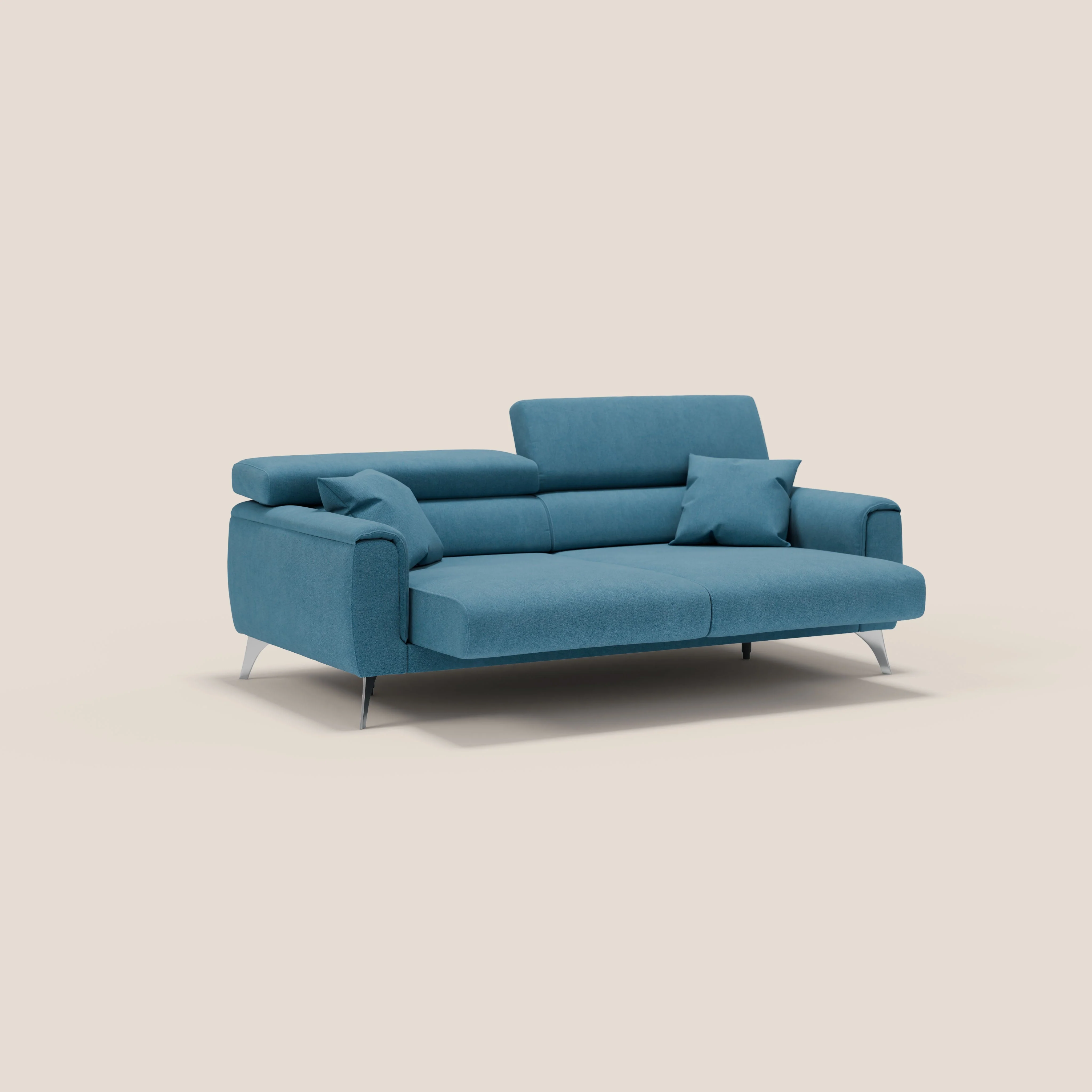 Caravaggio Canapé avec assises extensibles et têtières réglables en tissu imperméable T02 bleu ciel - Image 4
