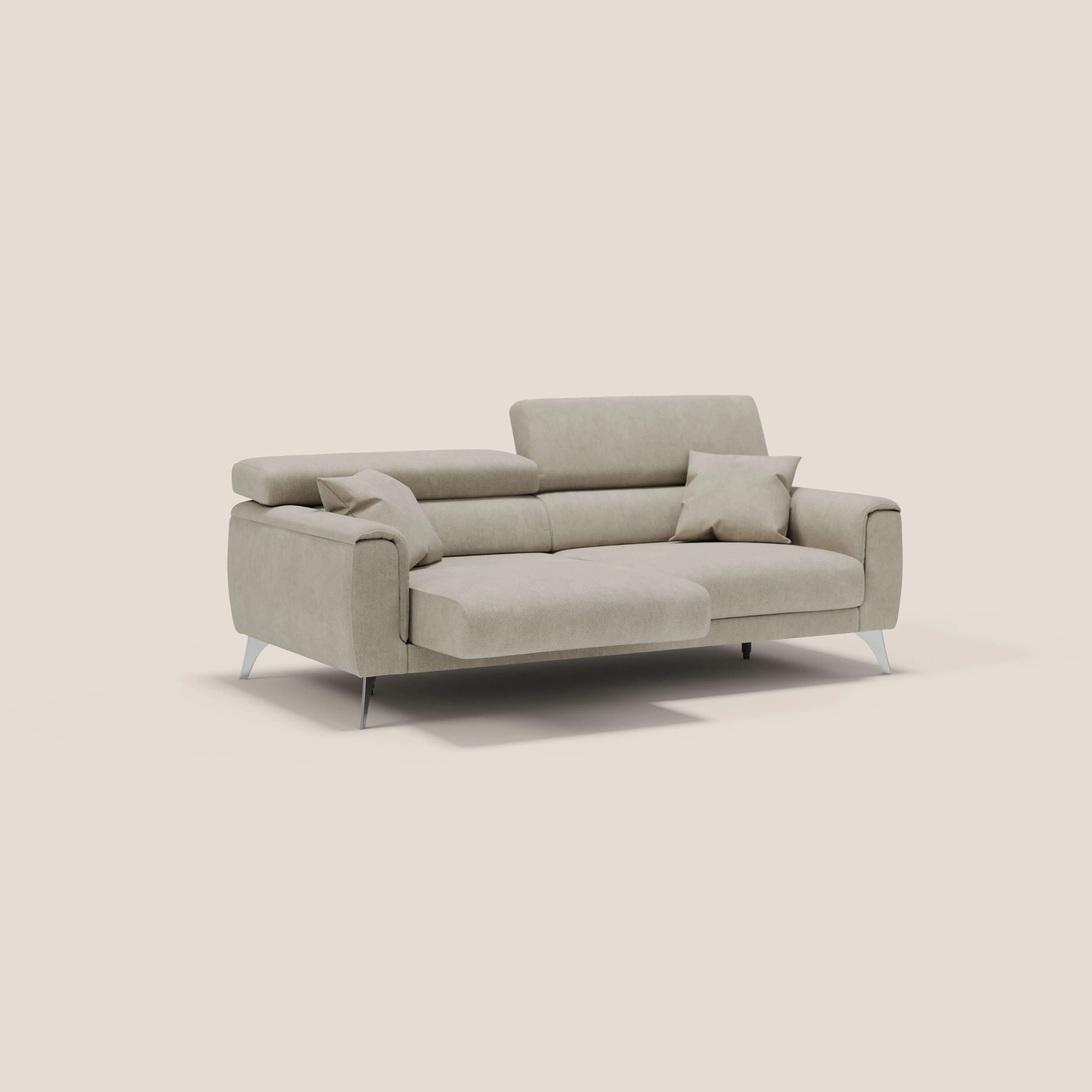 Caravaggio Canapé avec assises extensibles et têtières réglables en tissu imperméable T02 crème - Image 2
