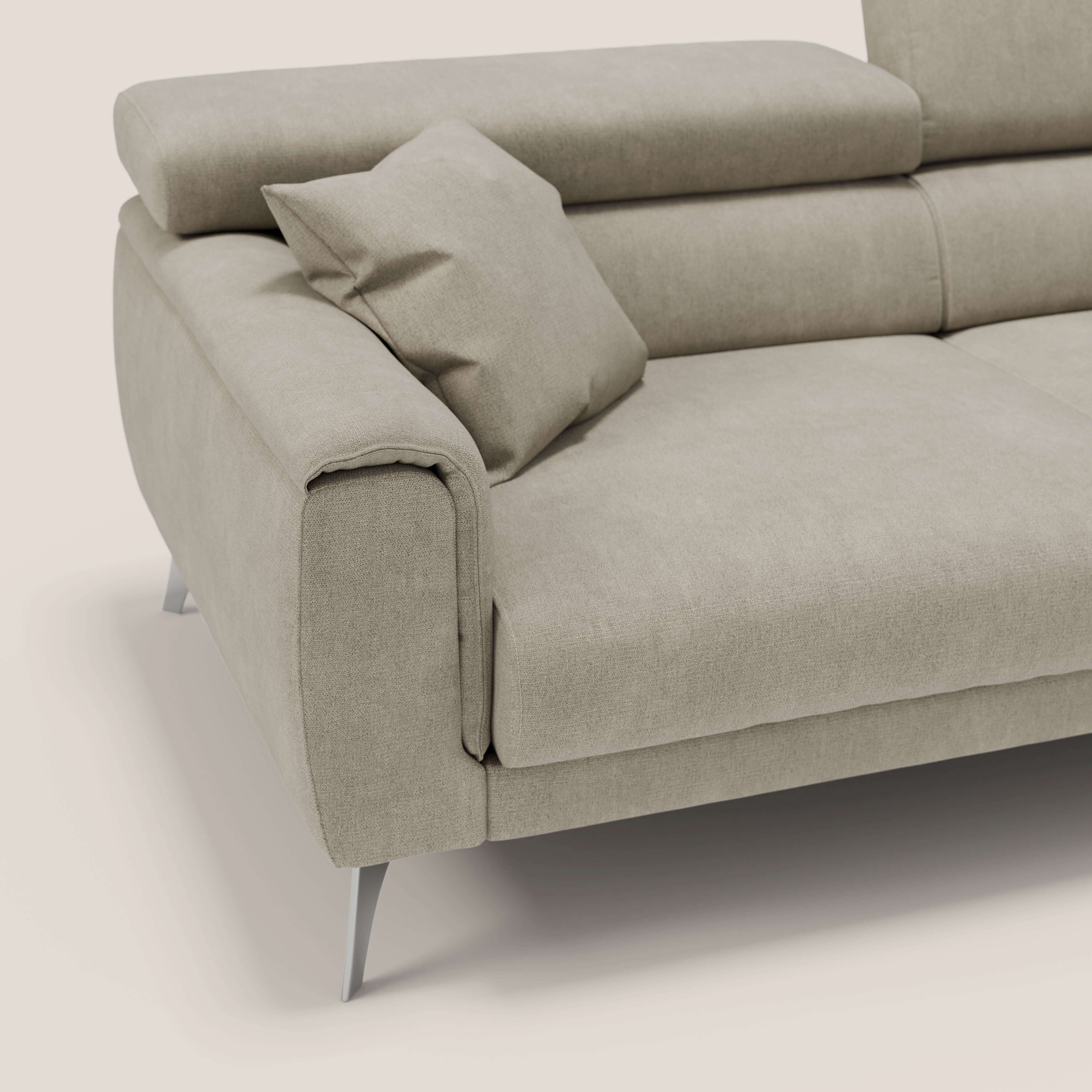Caravaggio Canapé avec assises extensibles et têtières réglables en tissu imperméable T02 crème - Image 5