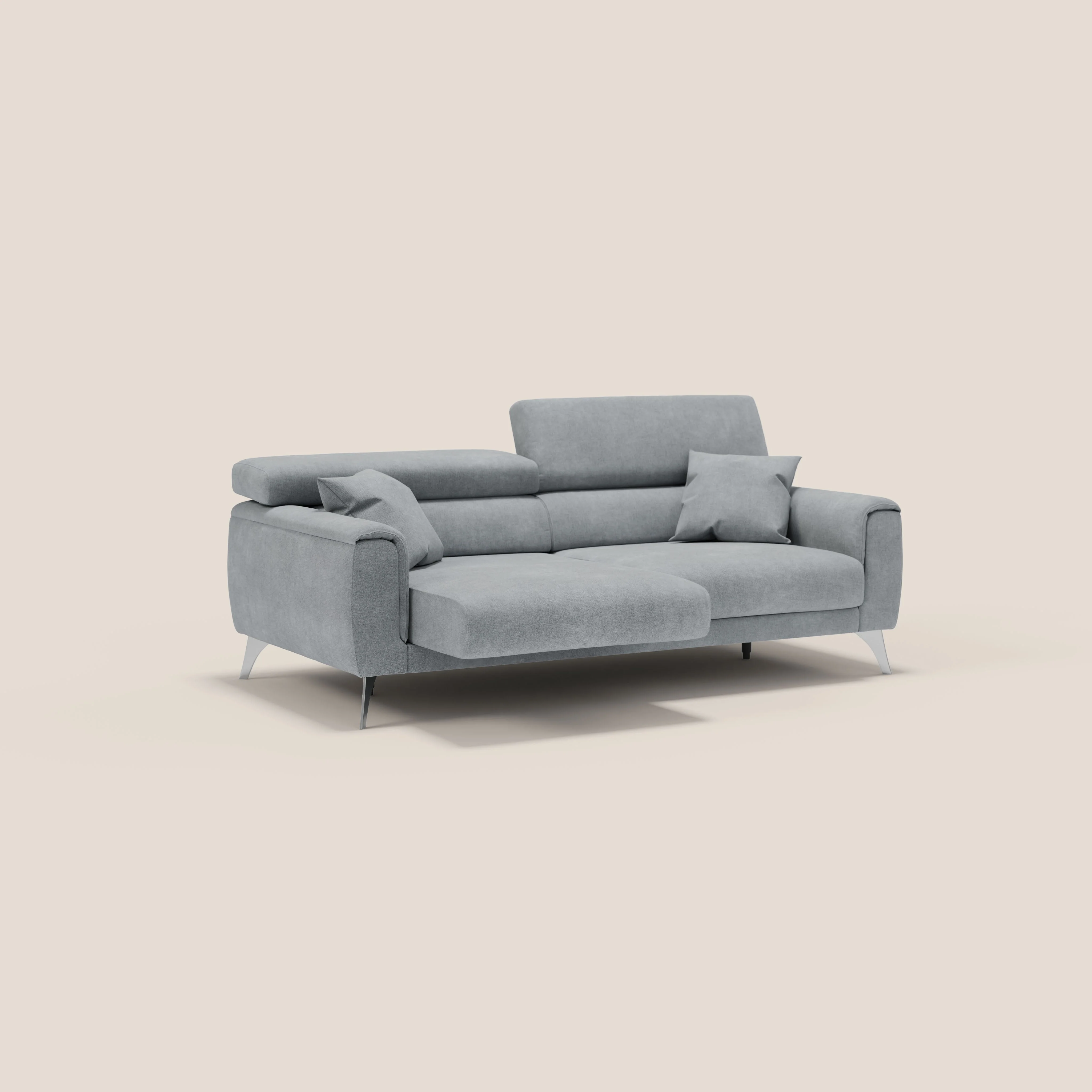 Caravaggio Canapé avec assises extensibles et têtières réglables en tissu imperméable T02 gris clair - Image 2