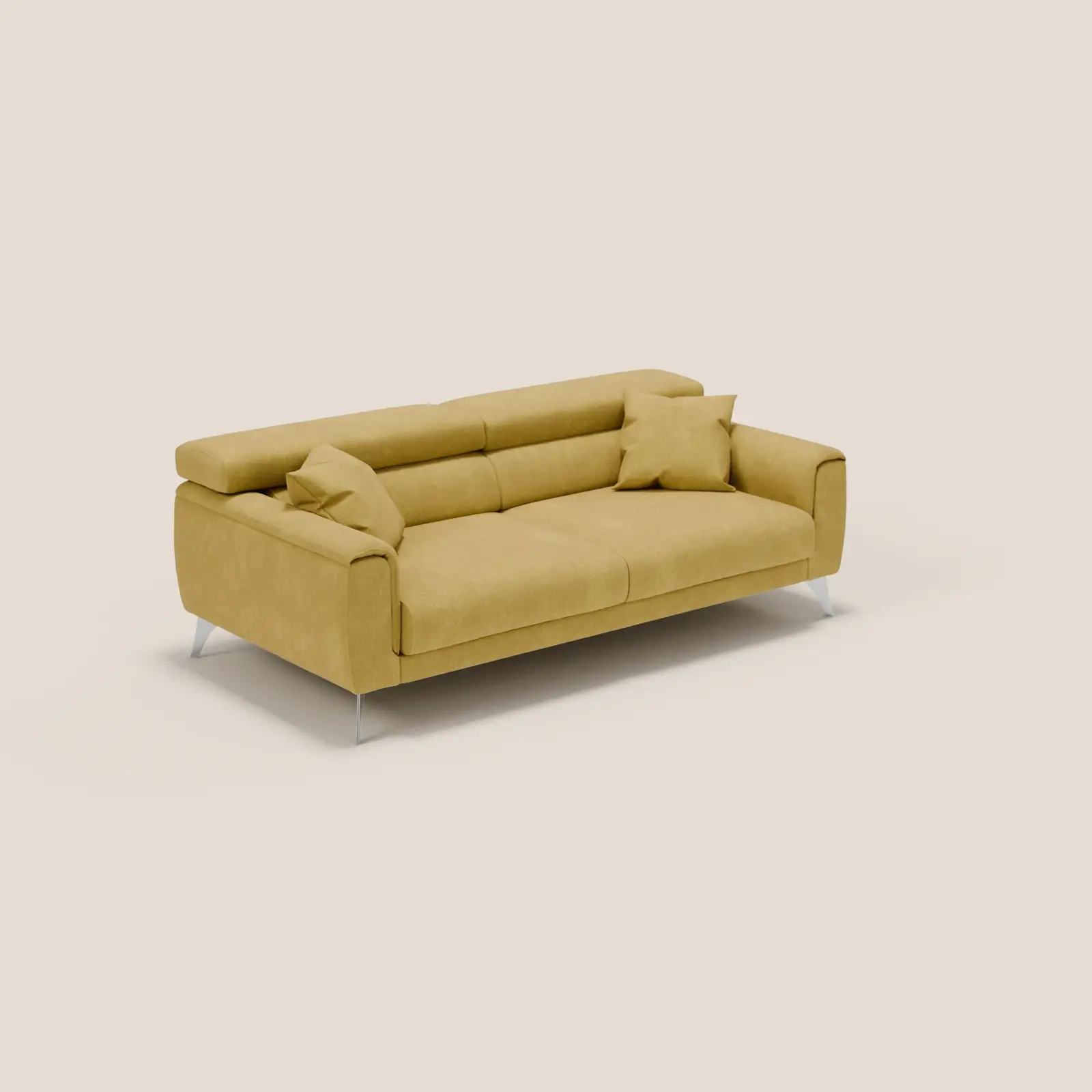 Caravaggio Canapé avec assises extensibles et têtières réglables en tissu imperméable T02 jaune