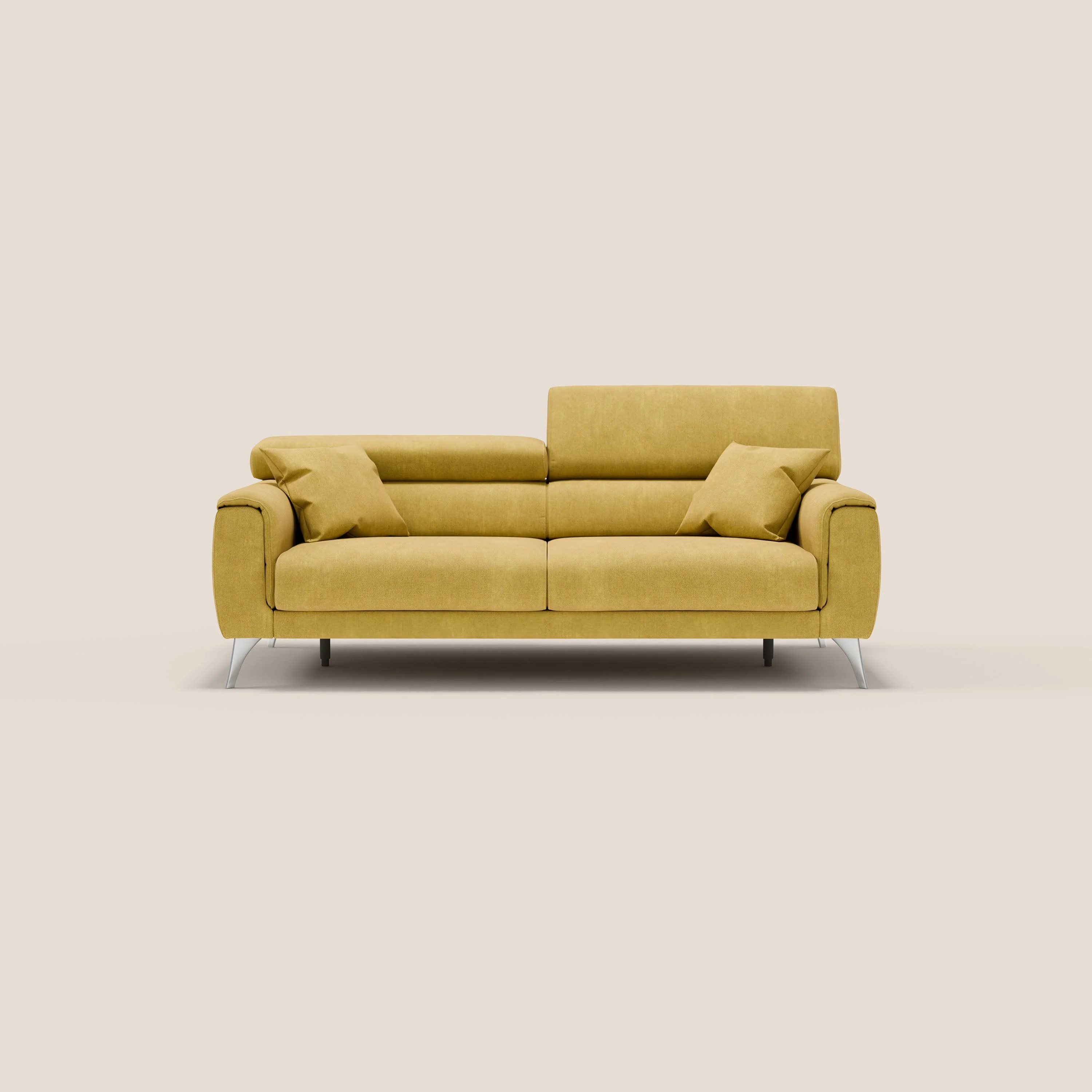 Caravaggio Canapé avec assises extensibles et têtières réglables en tissu imperméable T02 jaune - Image 2