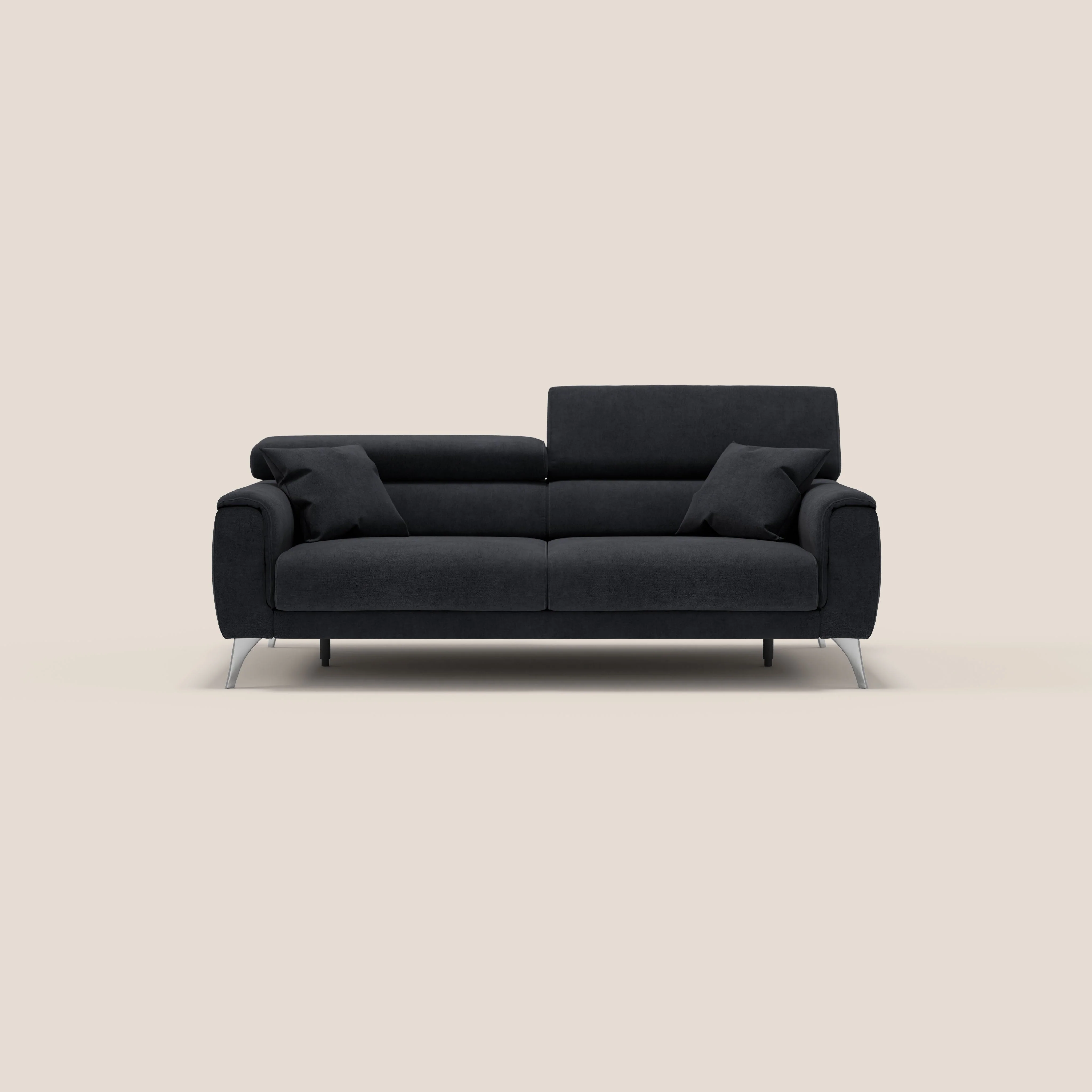 Caravaggio Canapé avec assises extensibles et têtières réglables en tissu imperméable T02 noir