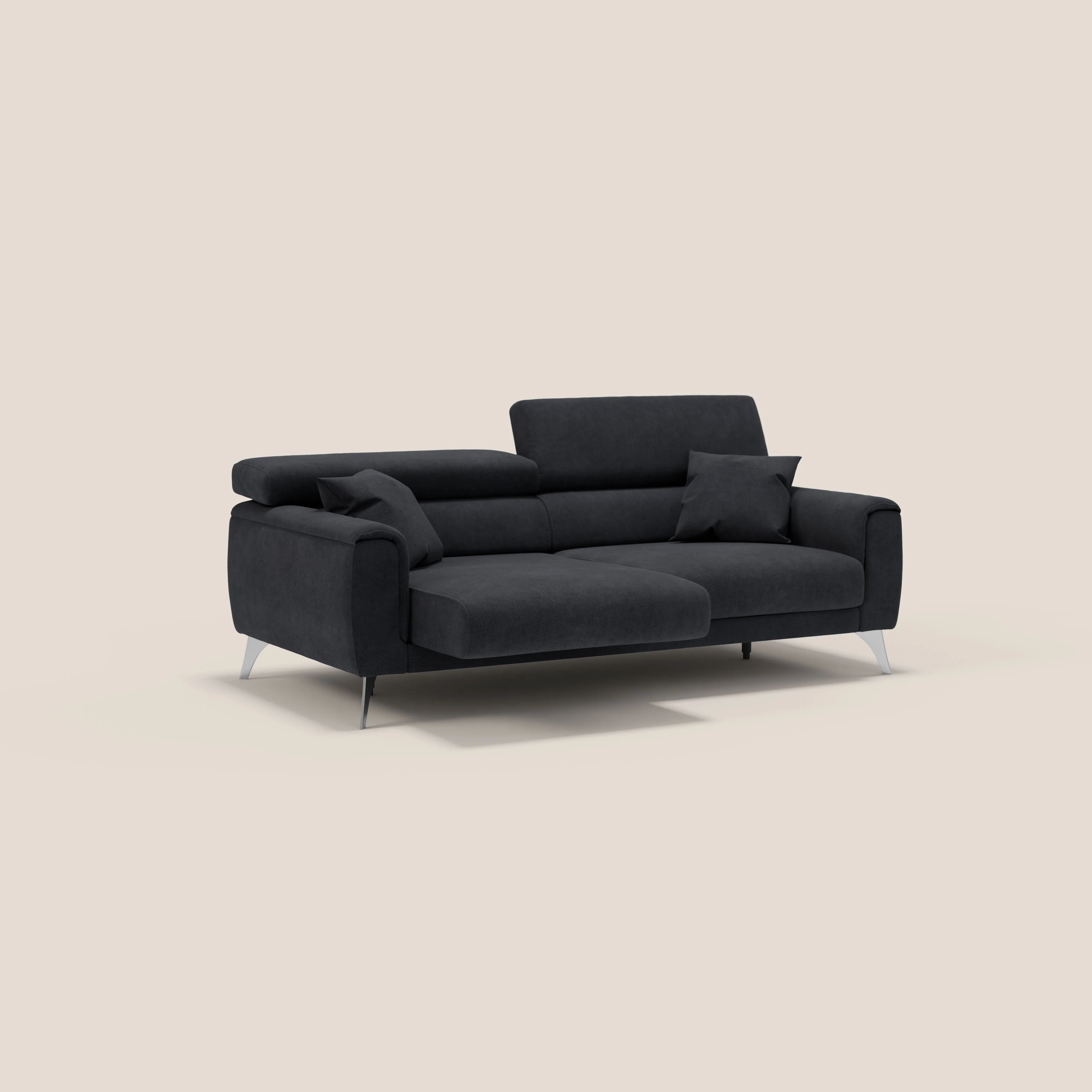 Caravaggio Canapé avec assises extensibles et têtières réglables en tissu imperméable T02 noir - Image 2