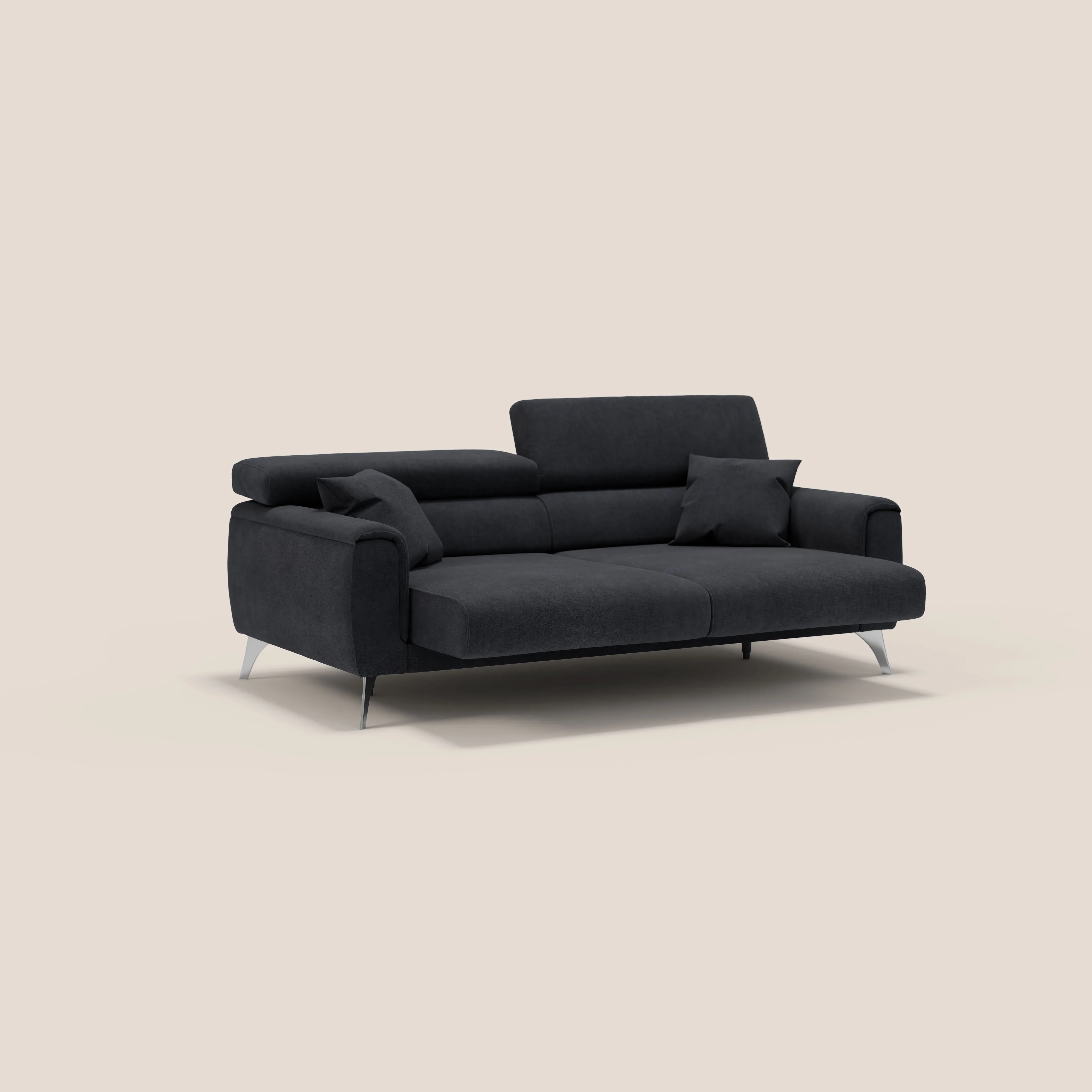Caravaggio Canapé avec assises extensibles et têtières réglables en tissu imperméable T02 noir - Image 4