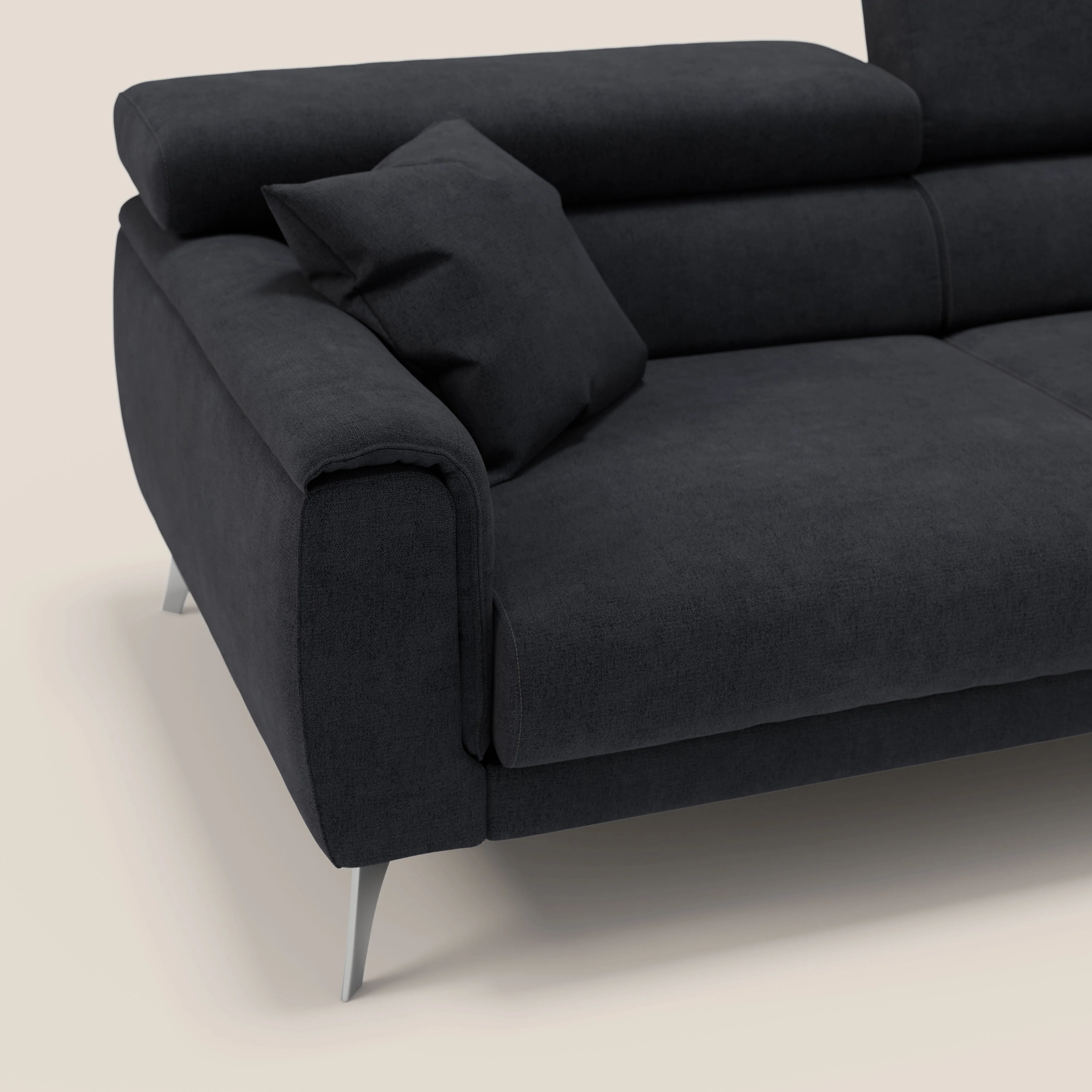 Caravaggio Canapé avec assises extensibles et têtières réglables en tissu imperméable T02 noir - Image 5
