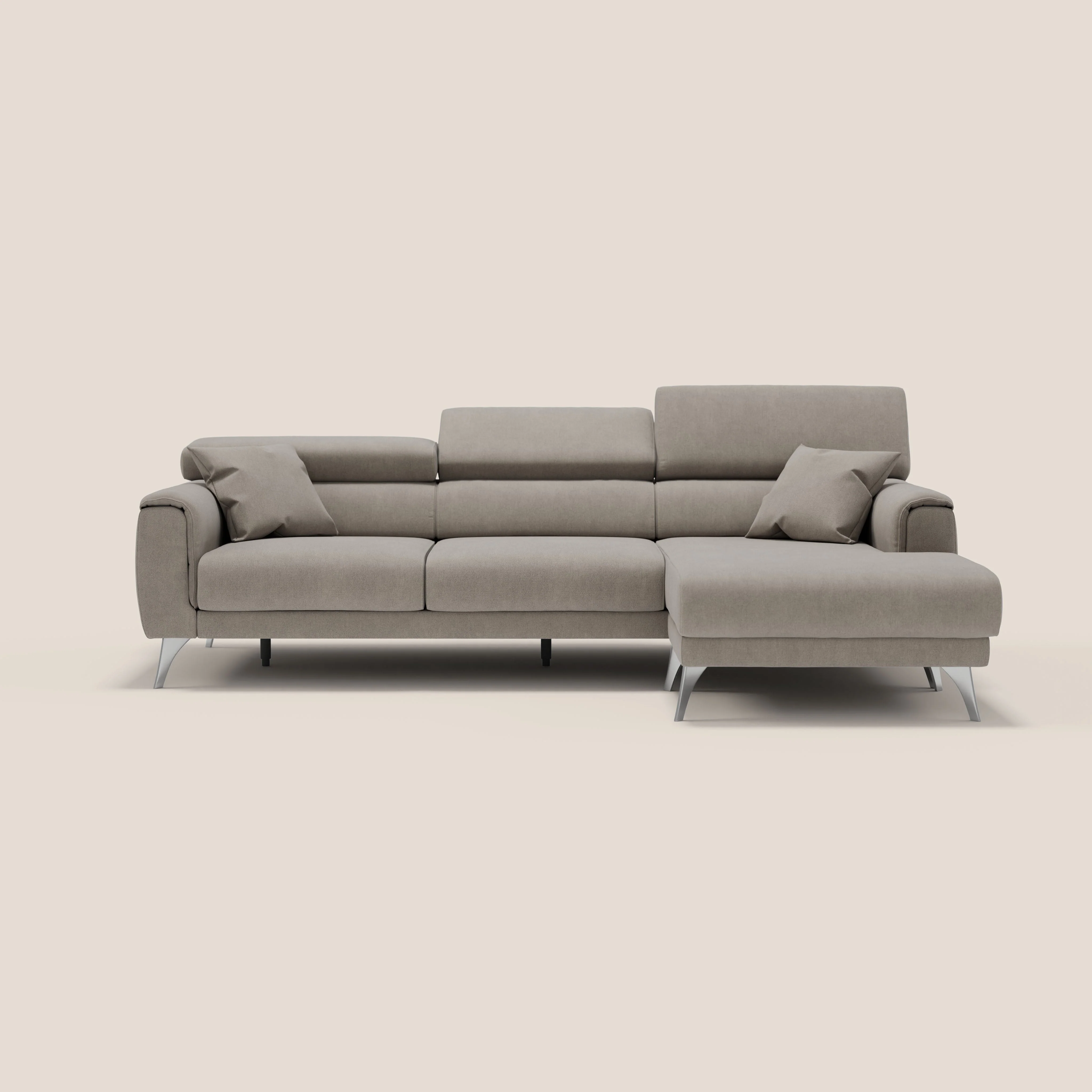 Caravaggio Canapé d'angle avec assises coulissantes en tissu doux imperméable T02 beige