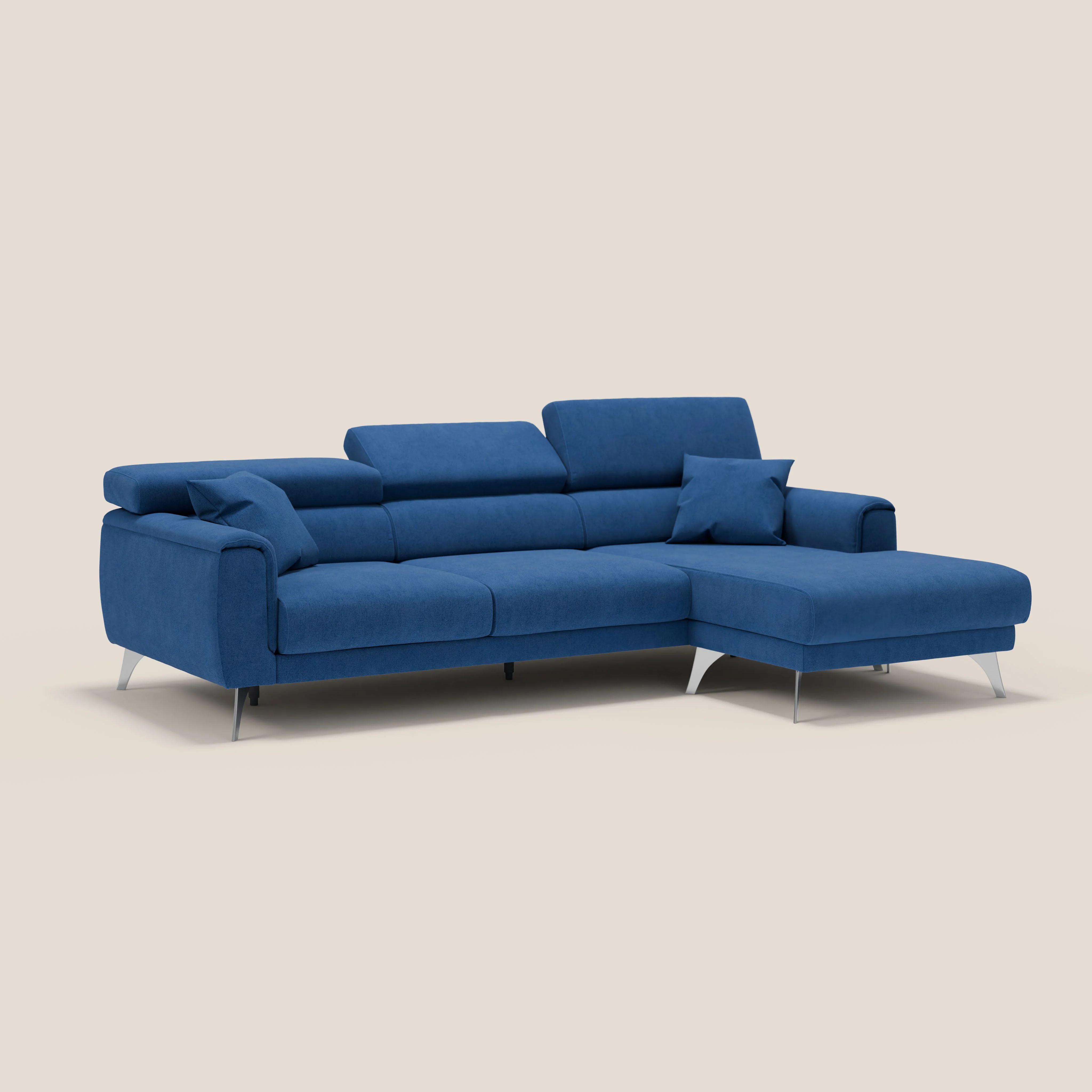 Caravaggio Canapé d'angle avec assises coulissantes en tissu doux imperméable T02 bleu - Image 3