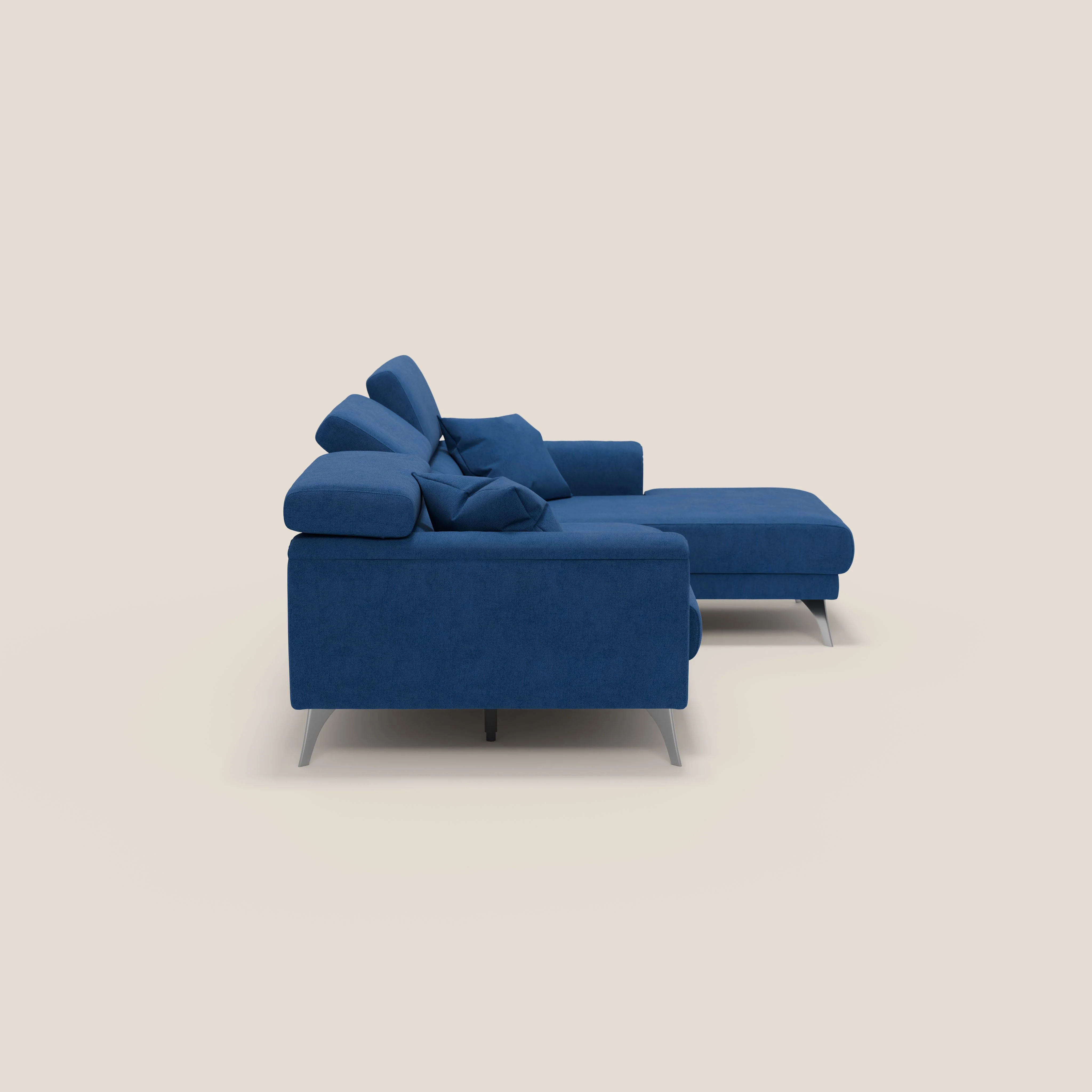 Caravaggio Canapé d'angle avec assises coulissantes en tissu doux imperméable T02 bleu - Image 5