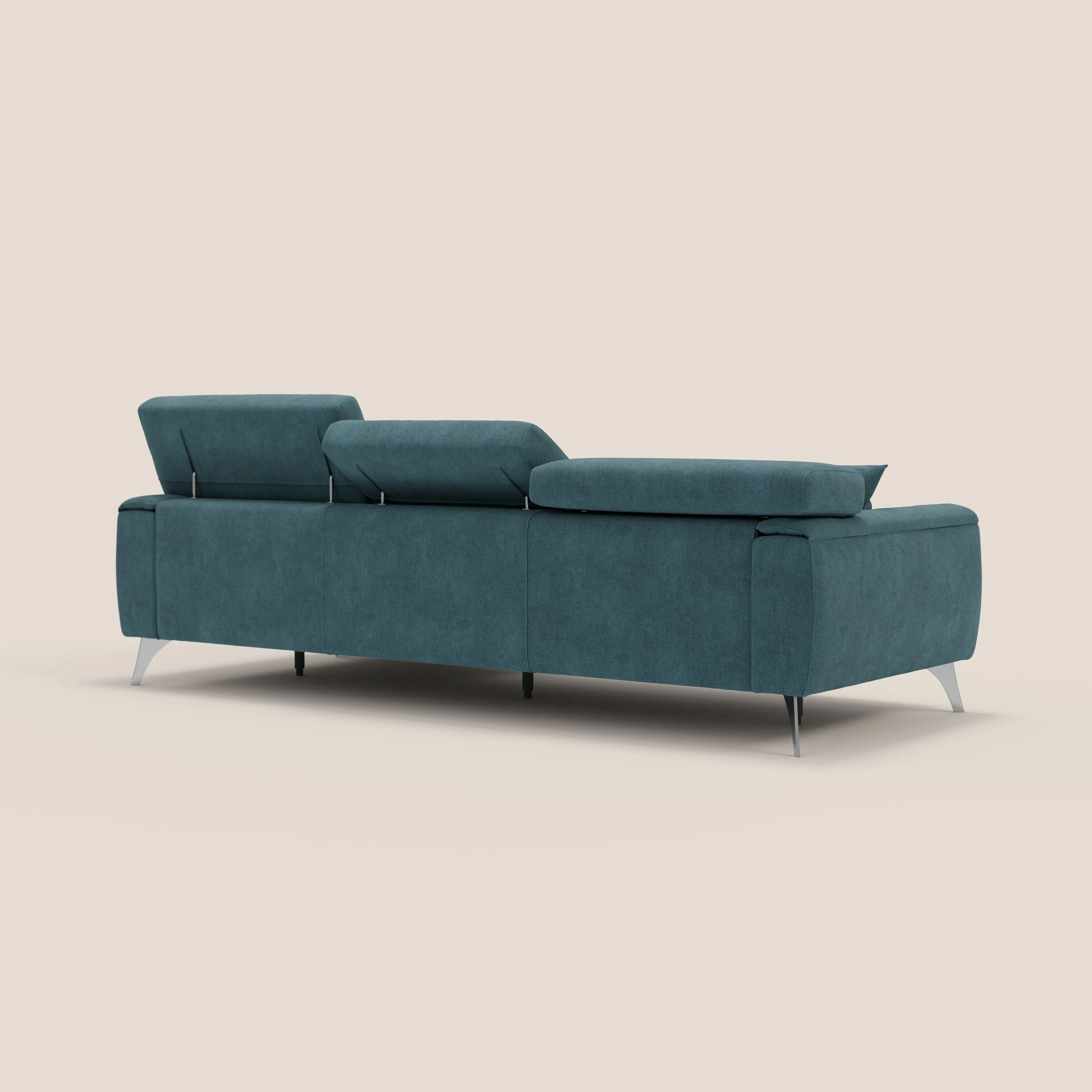 Caravaggio Canapé d'angle avec assises coulissantes en tissu doux imperméable T02 bleu canard - Image 6