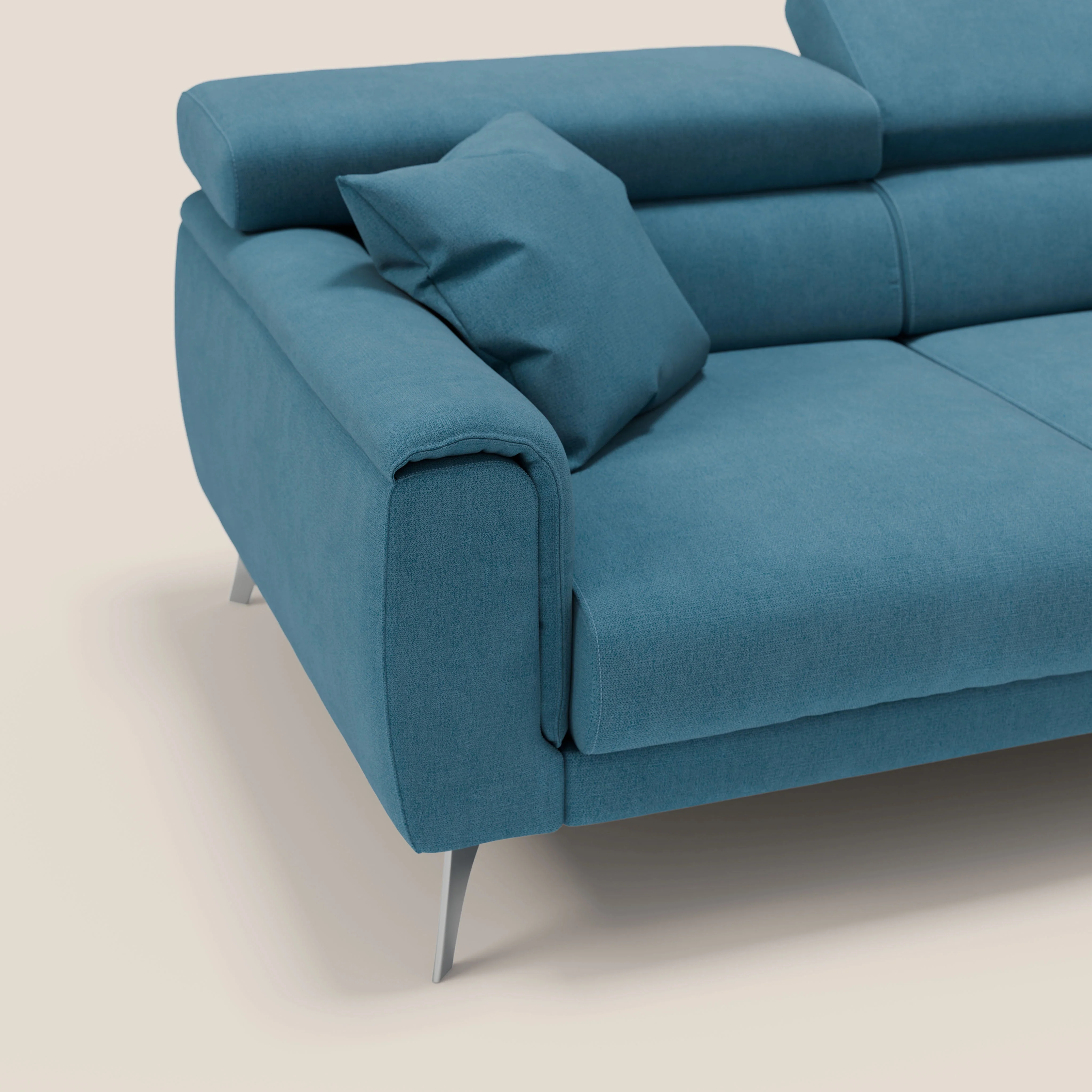 Caravaggio Canapé d'angle avec assises coulissantes en tissu doux imperméable T02 Bleu ciel - Image 7