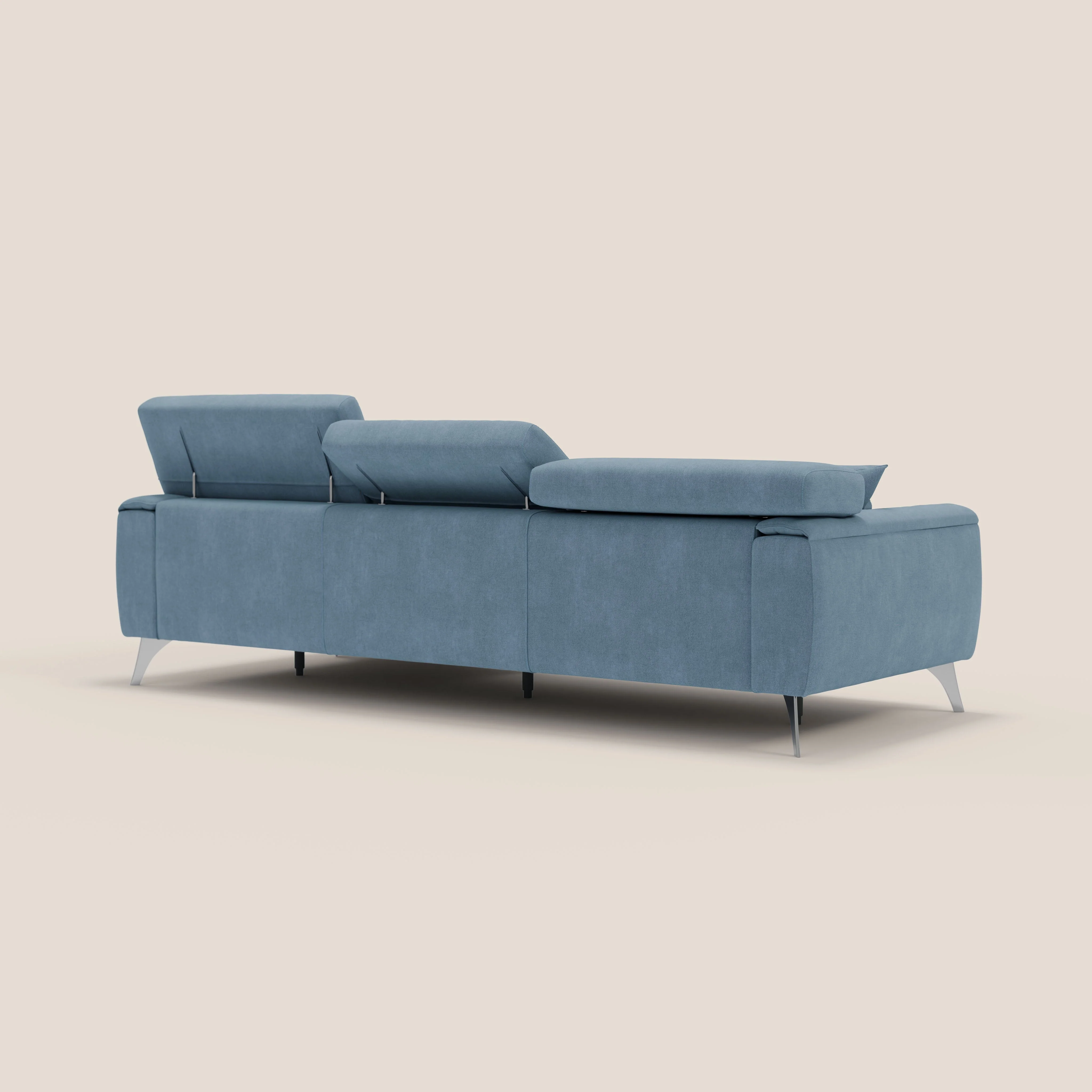 Caravaggio Canapé d'angle avec assises coulissantes en tissu doux imperméable T02 bleu gris - Image 6