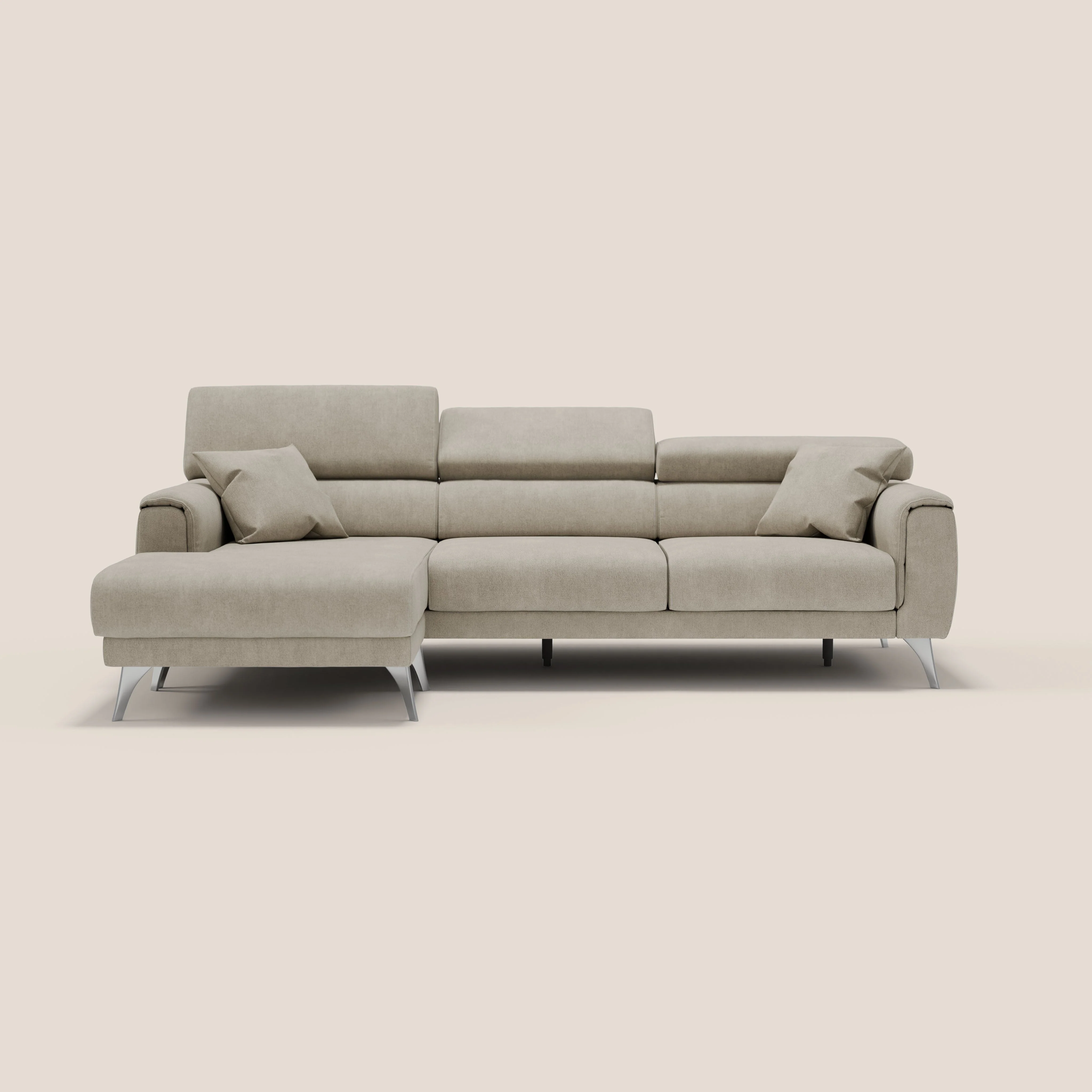 Caravaggio Canapé d'angle avec assises coulissantes en tissu doux imperméable T02 crème - Image 11