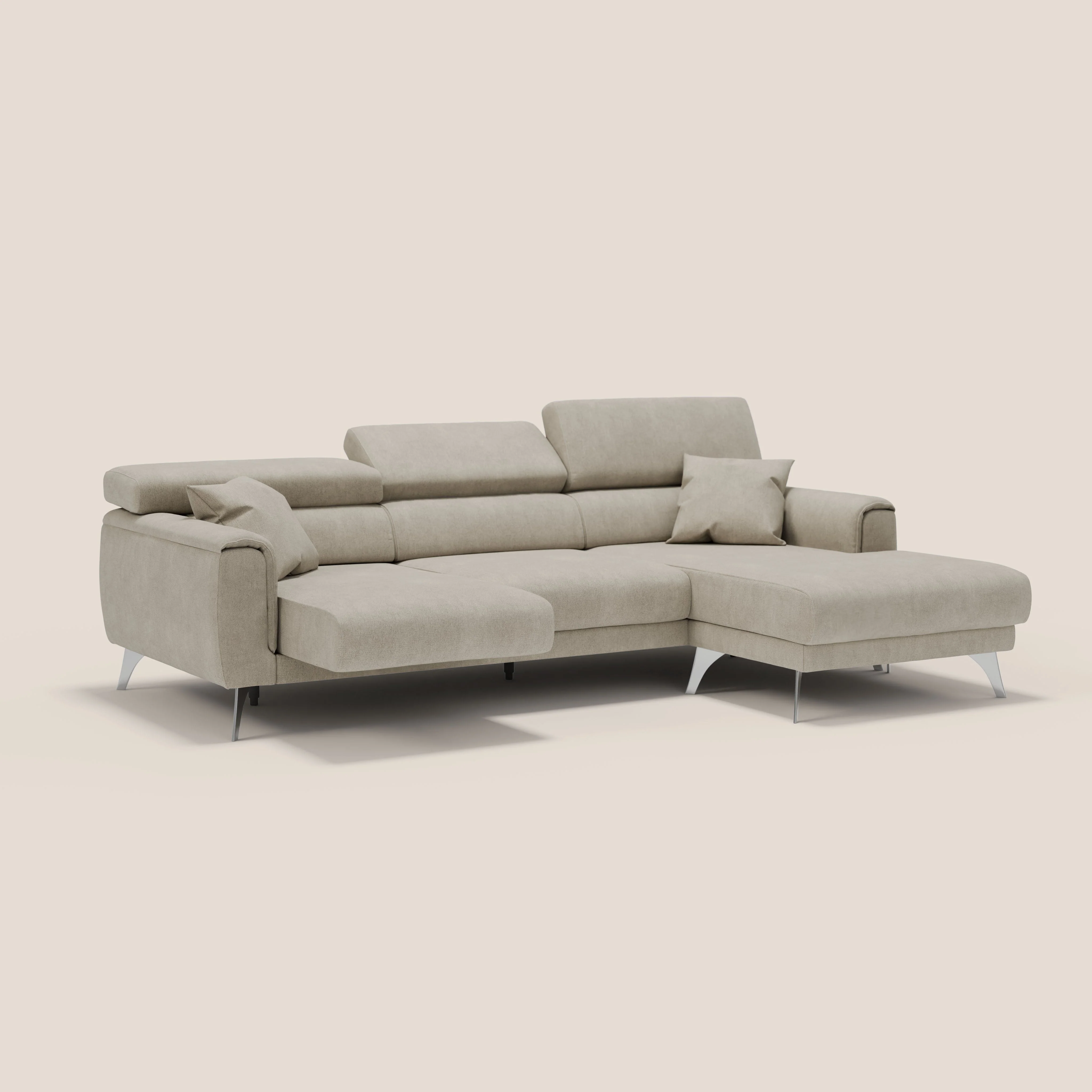 Caravaggio Canapé d'angle avec assises coulissantes en tissu doux imperméable T02 crème - Image 3
