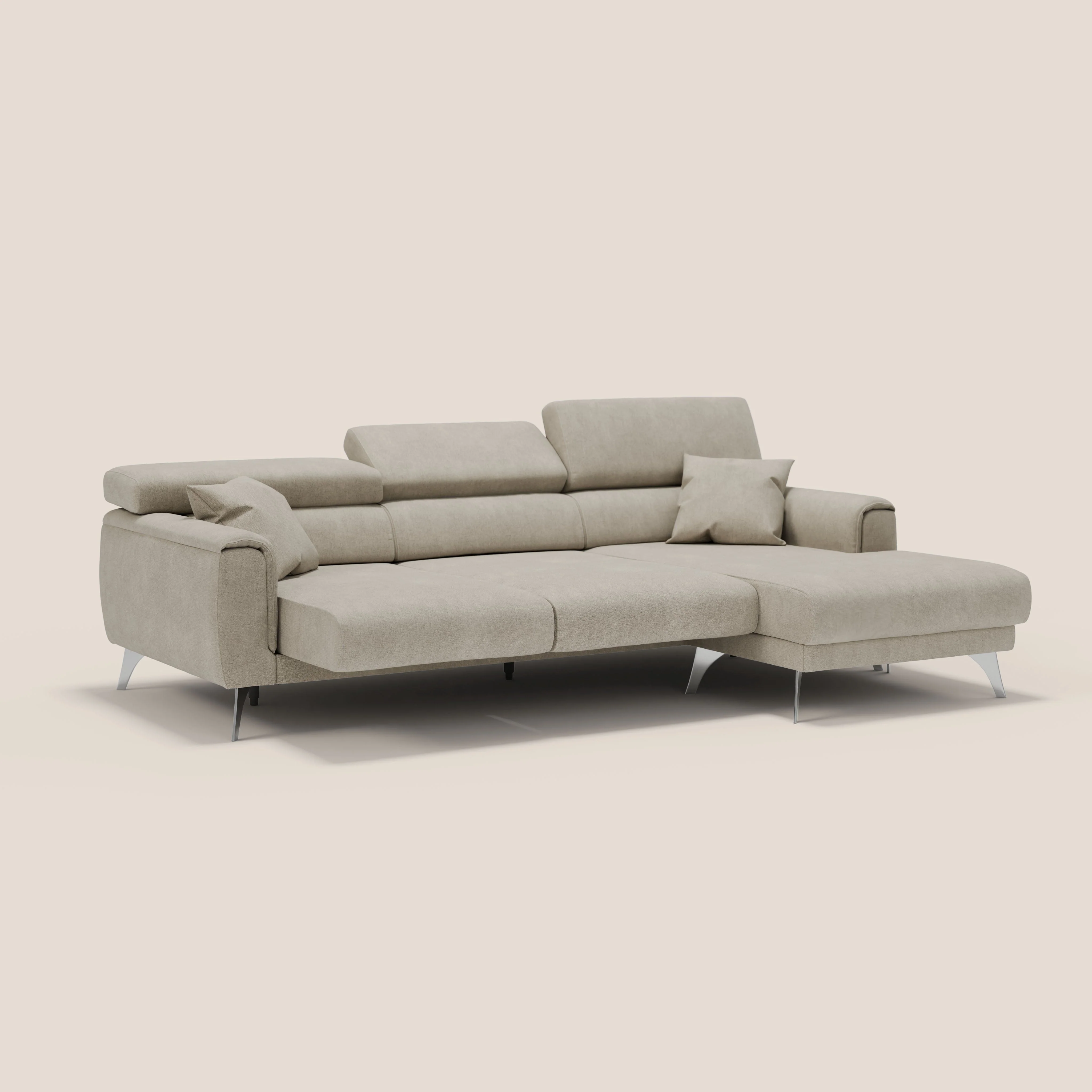Caravaggio Canapé d'angle avec assises coulissantes en tissu doux imperméable T02 crème - Image 5
