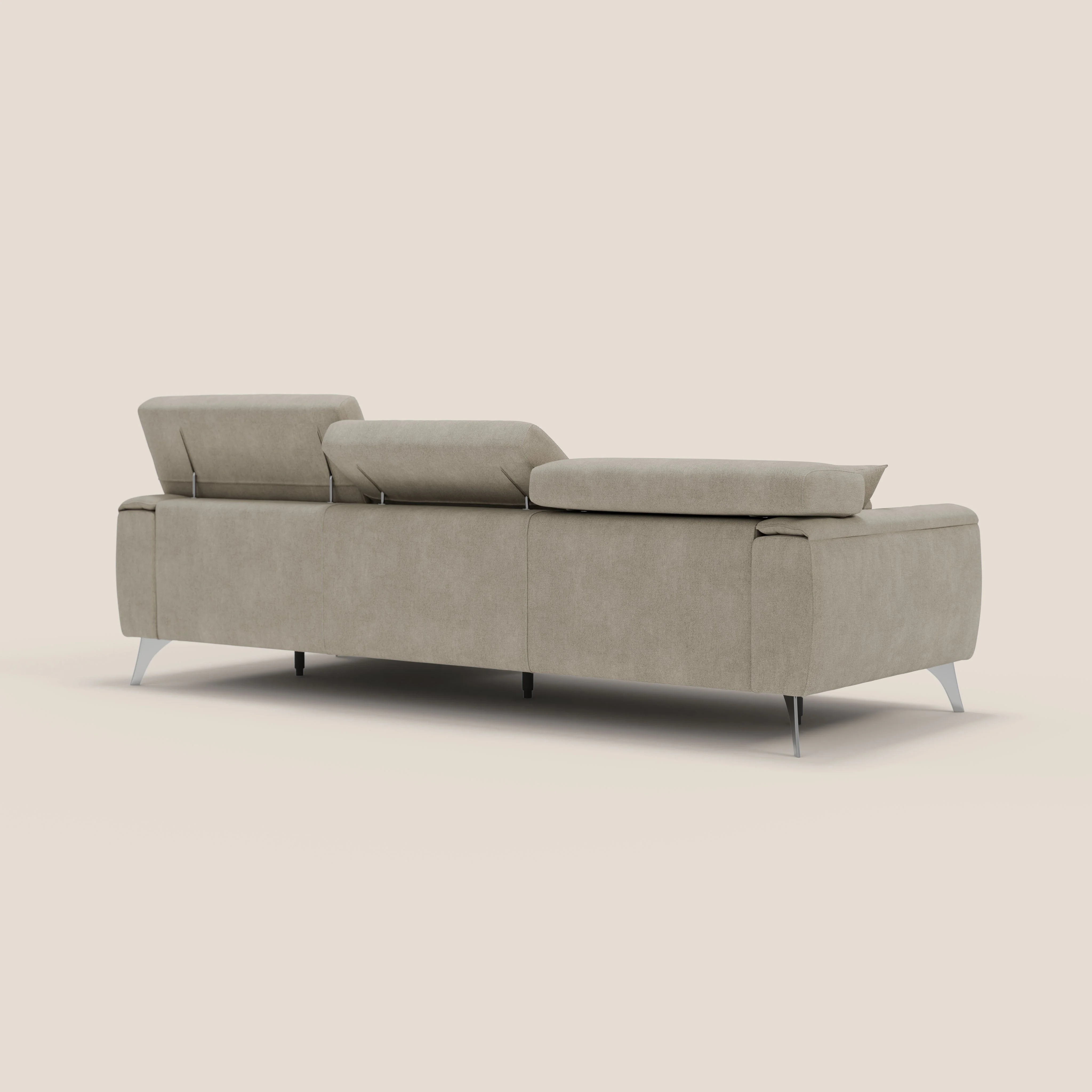 Caravaggio Canapé d'angle avec assises coulissantes en tissu doux imperméable T02 crème - Image 7