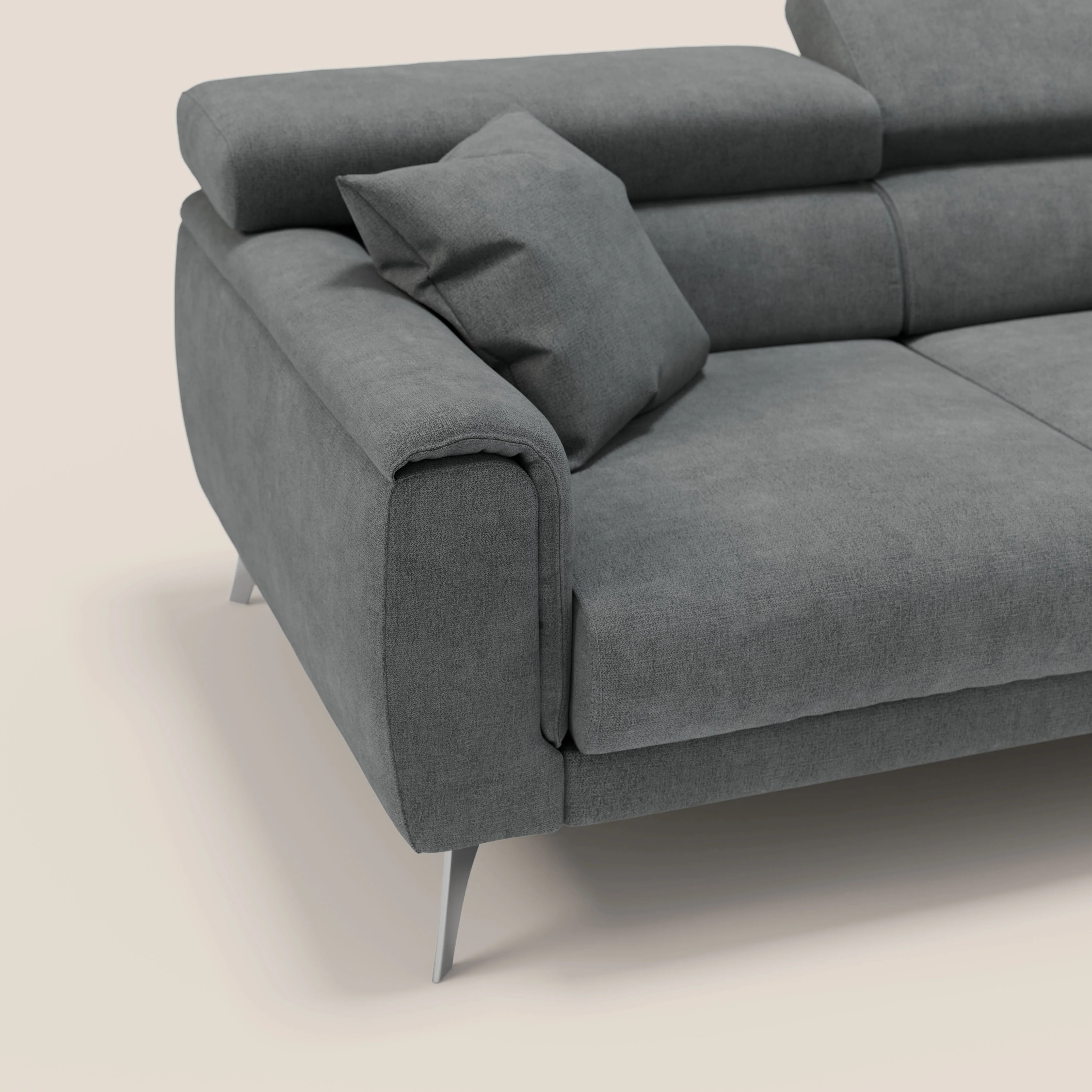 Caravaggio Canapé d'angle avec assises coulissantes en tissu doux imperméable T02 gris - Image 7