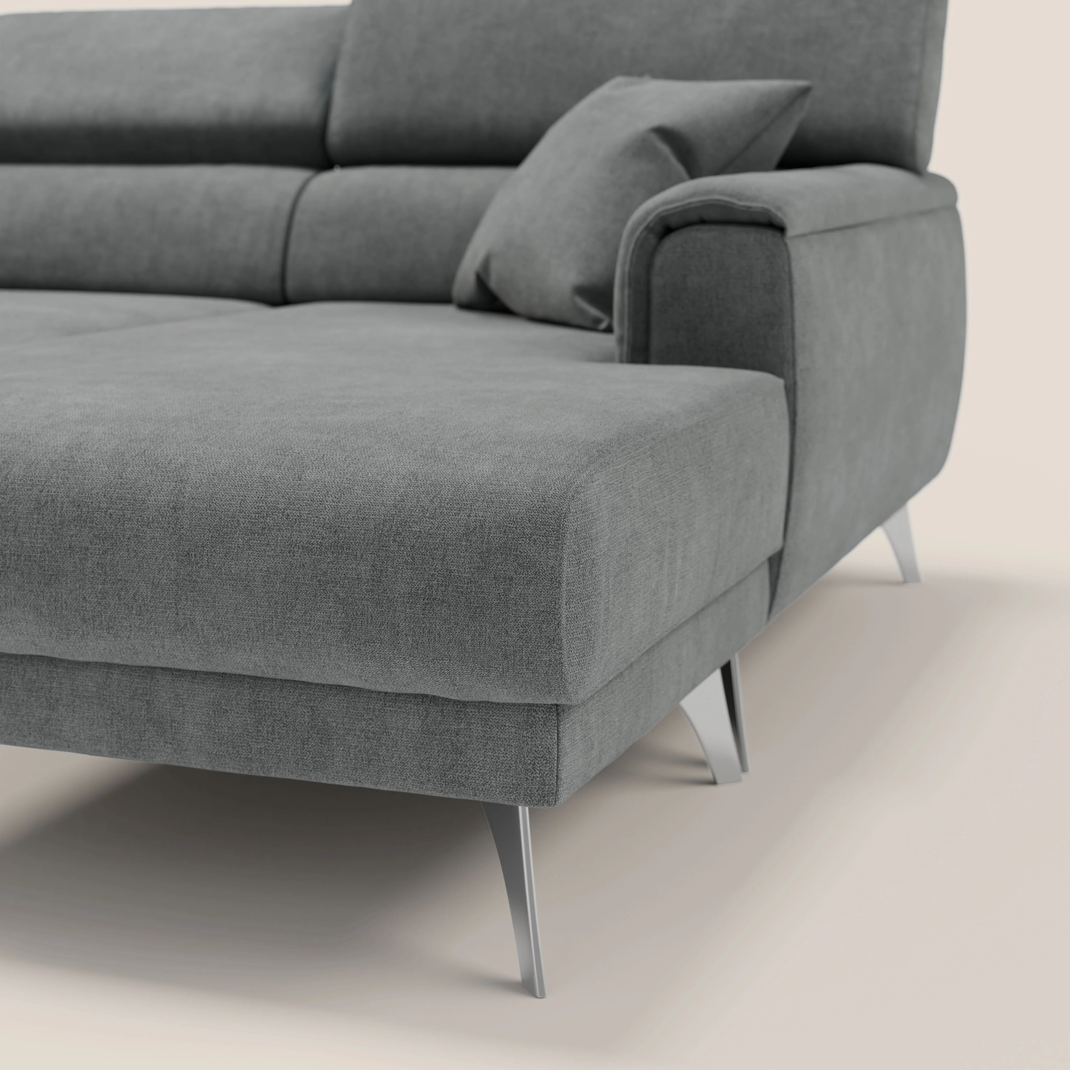 Caravaggio Canapé d'angle avec assises coulissantes en tissu doux imperméable T02 gris - Image 8