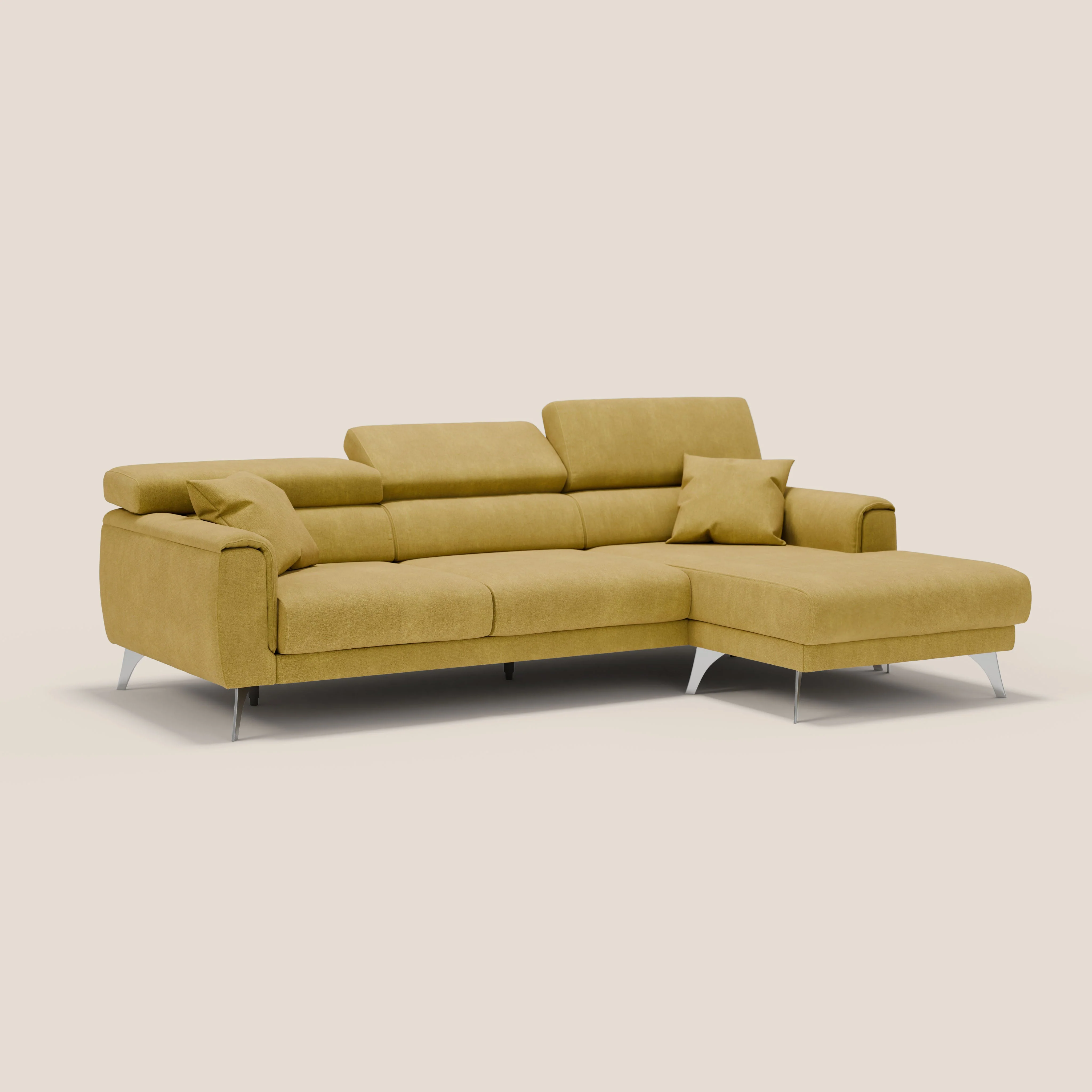Caravaggio Canapé d'angle avec assises coulissantes en tissu doux imperméable T02 jaune - Image 3