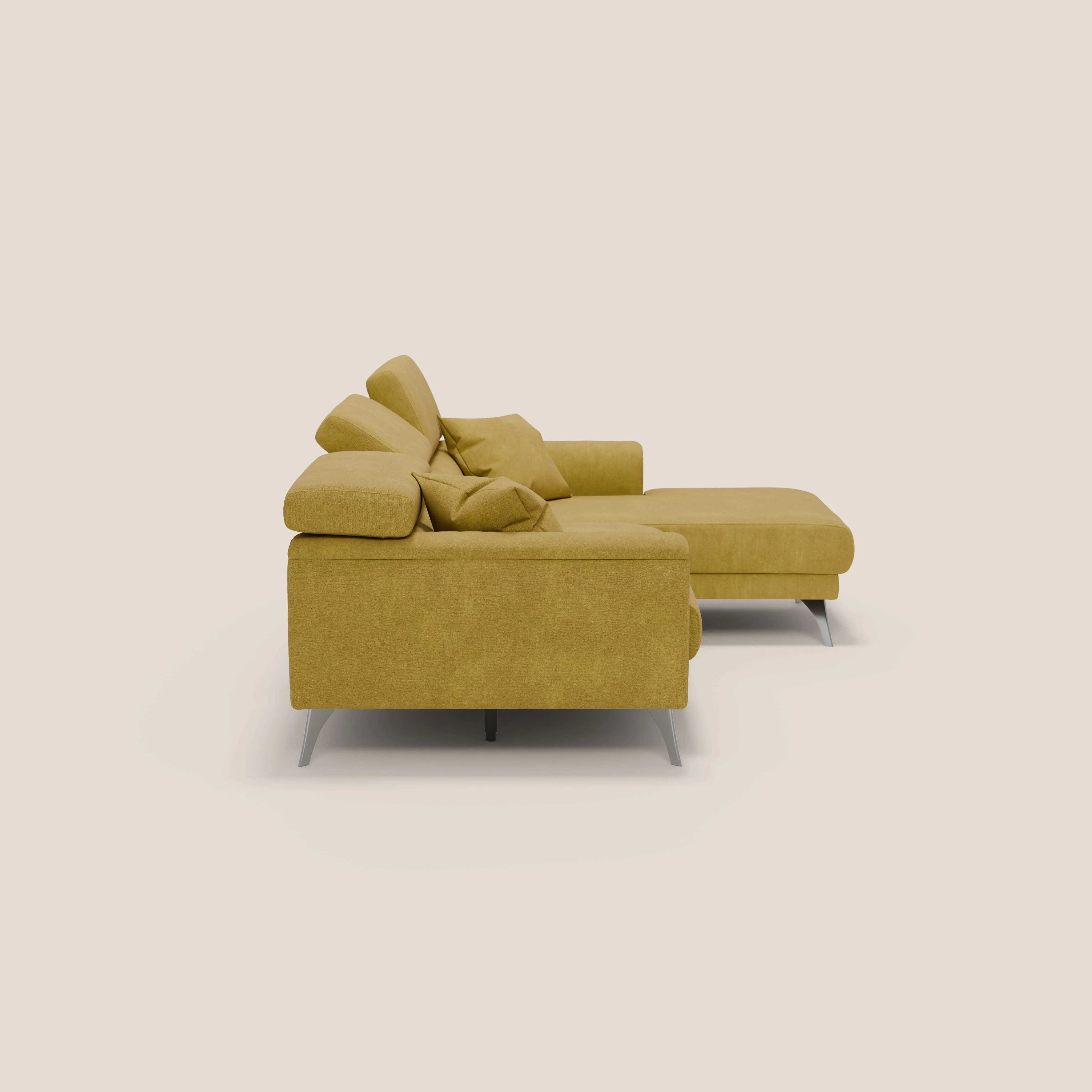 Caravaggio Canapé d'angle avec assises coulissantes en tissu doux imperméable T02 jaune - Image 5