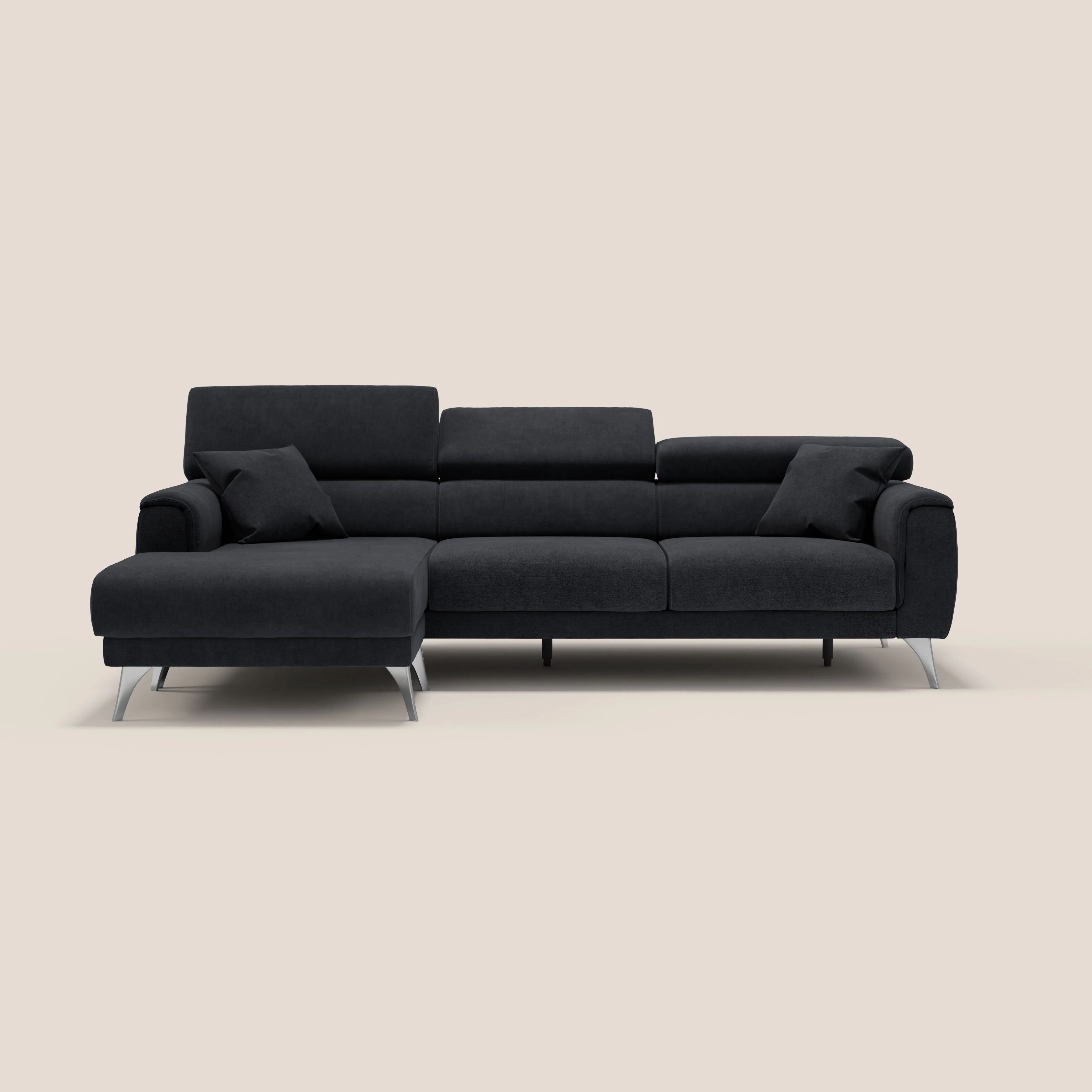 Caravaggio Canapé d'angle avec assises coulissantes en tissu doux imperméable T02 noir - Image 10