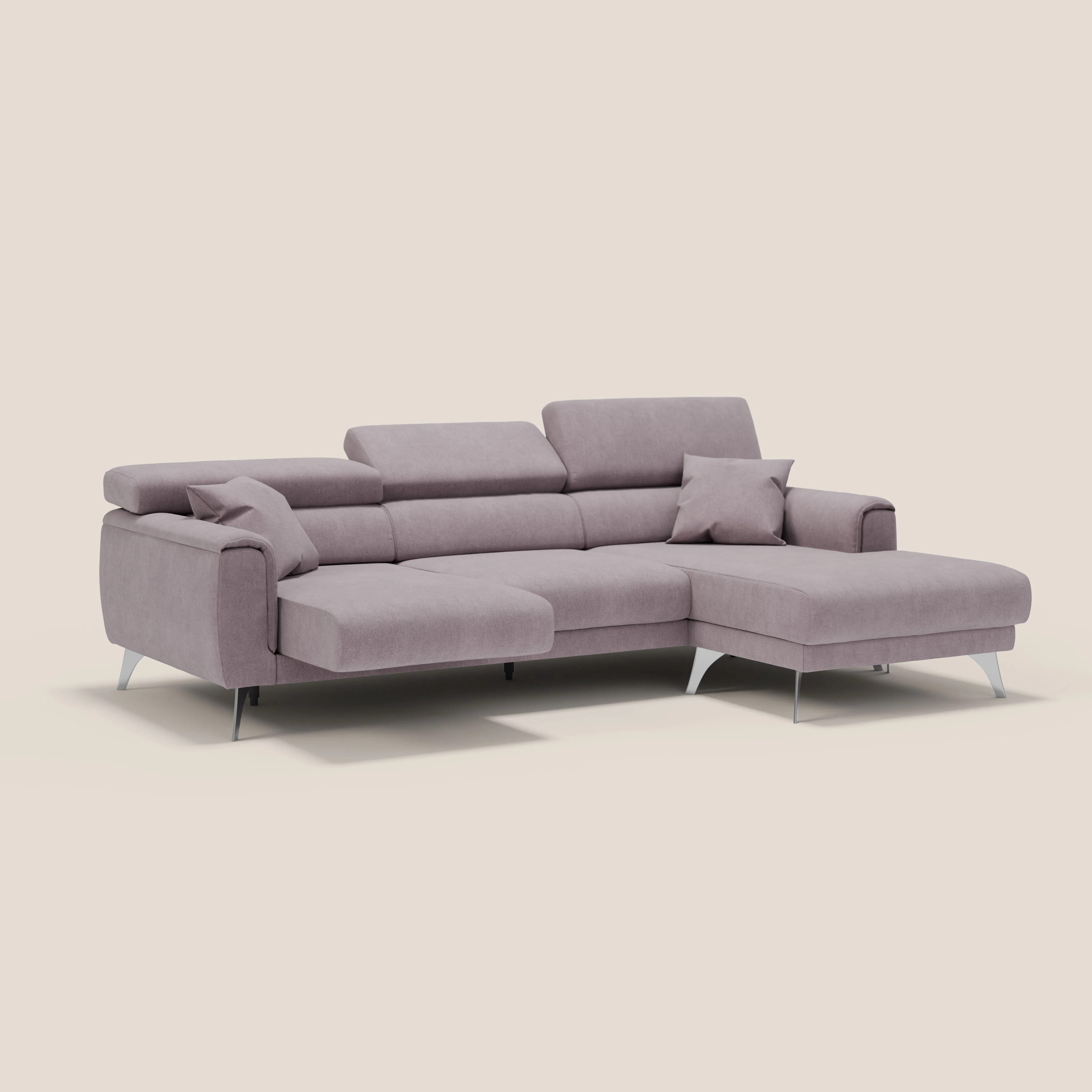 Caravaggio Canapé d'angle avec assises coulissantes en tissu doux imperméable T02 rose - Image 2